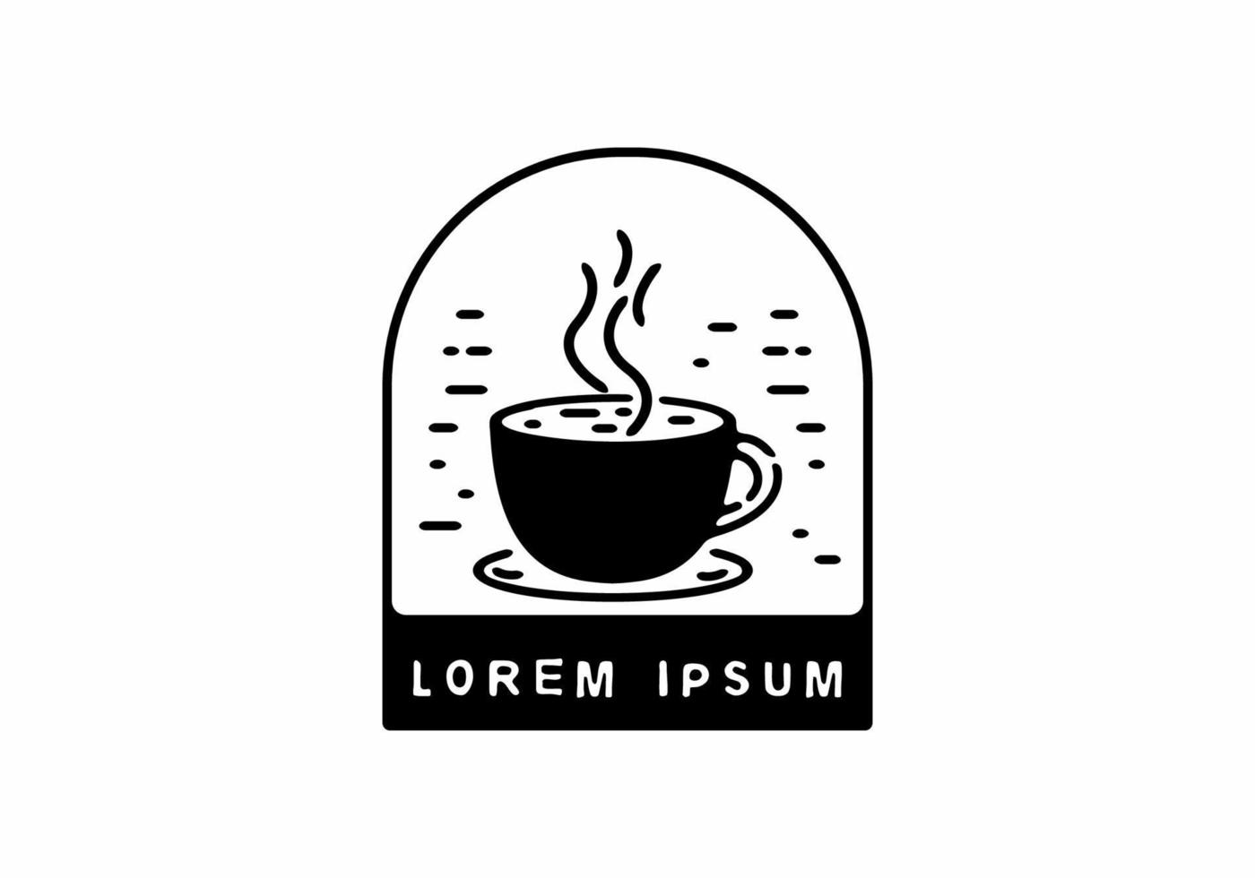 Coffee cup line art badge vector