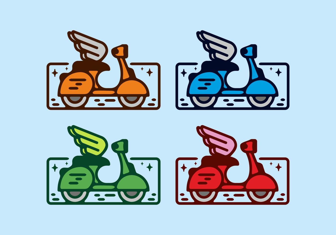 Colorful flat illustration of scooter with wings vector