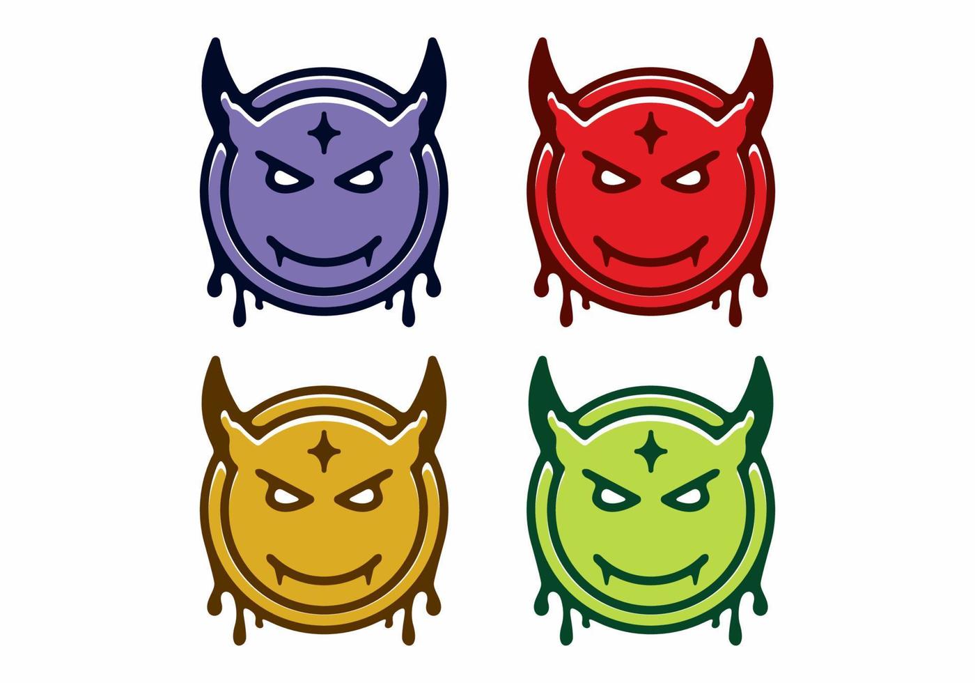 Colorful of devil circle head flat illustration vector