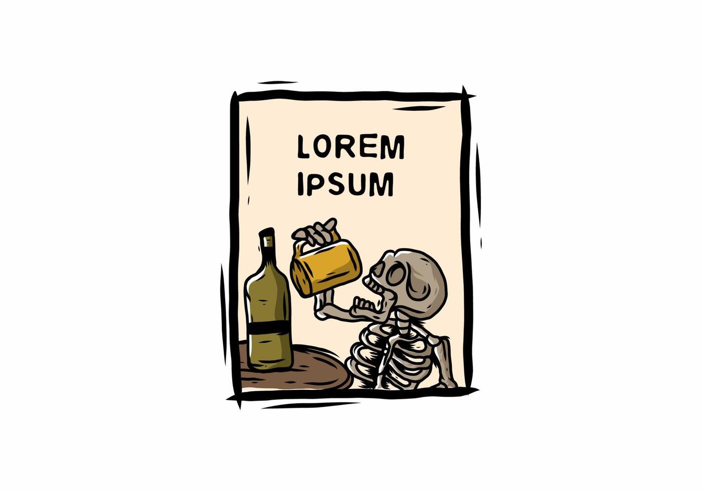 Colorful skeleton drinking illustration vector
