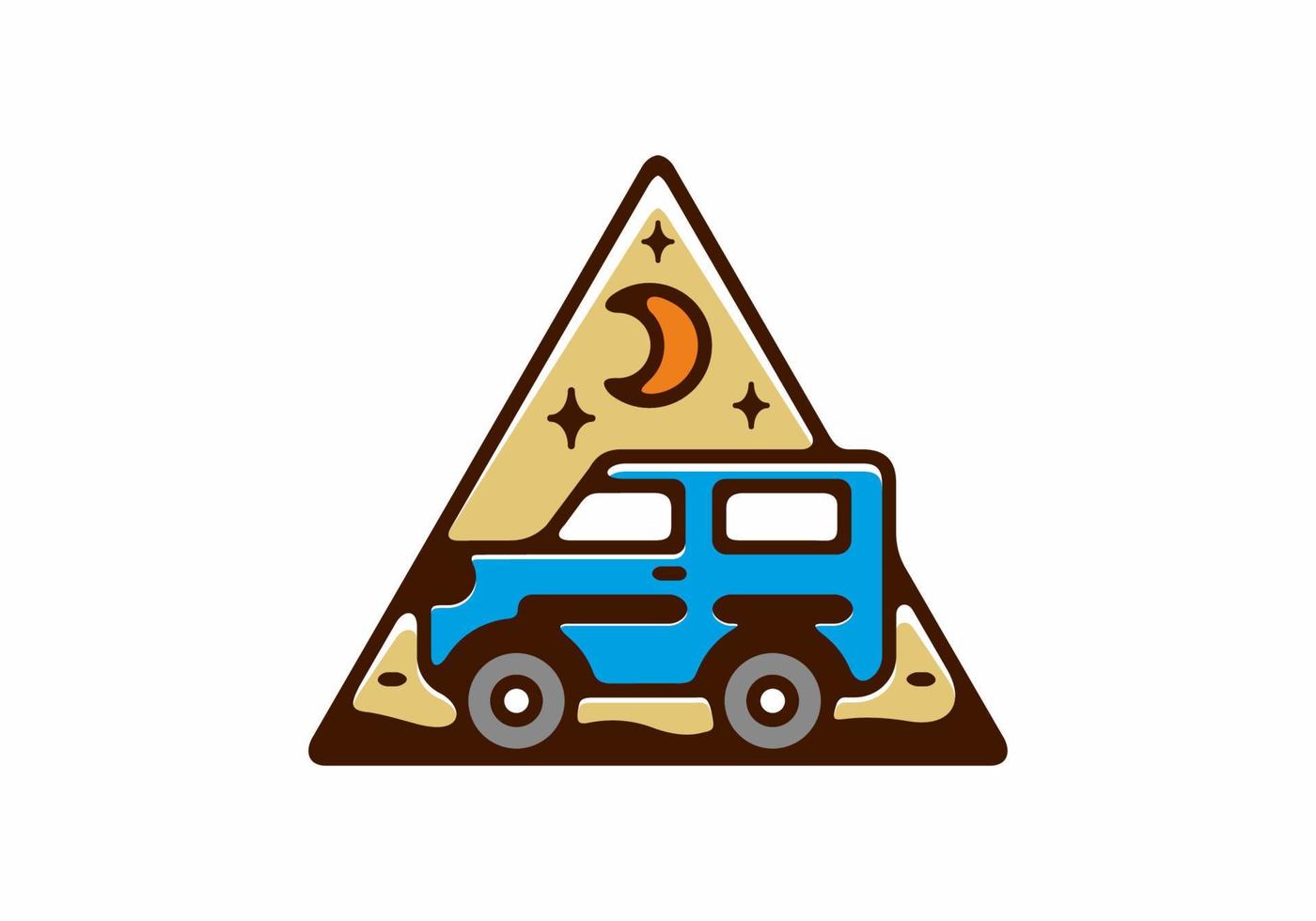 Colorful triangle badge of offroad car vector