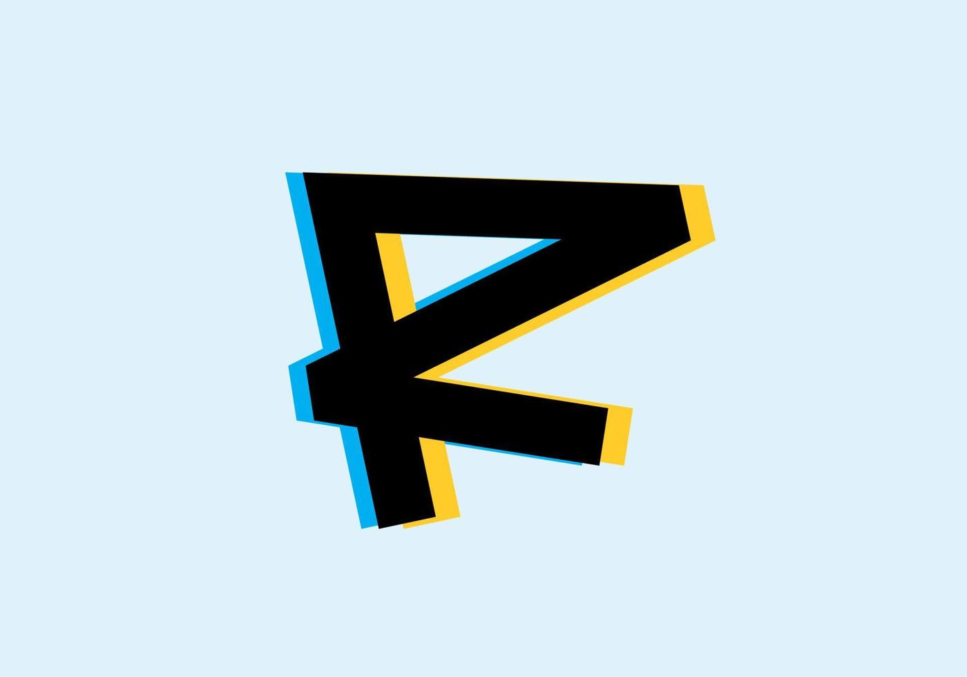 Stiff art style of retro R initial vector