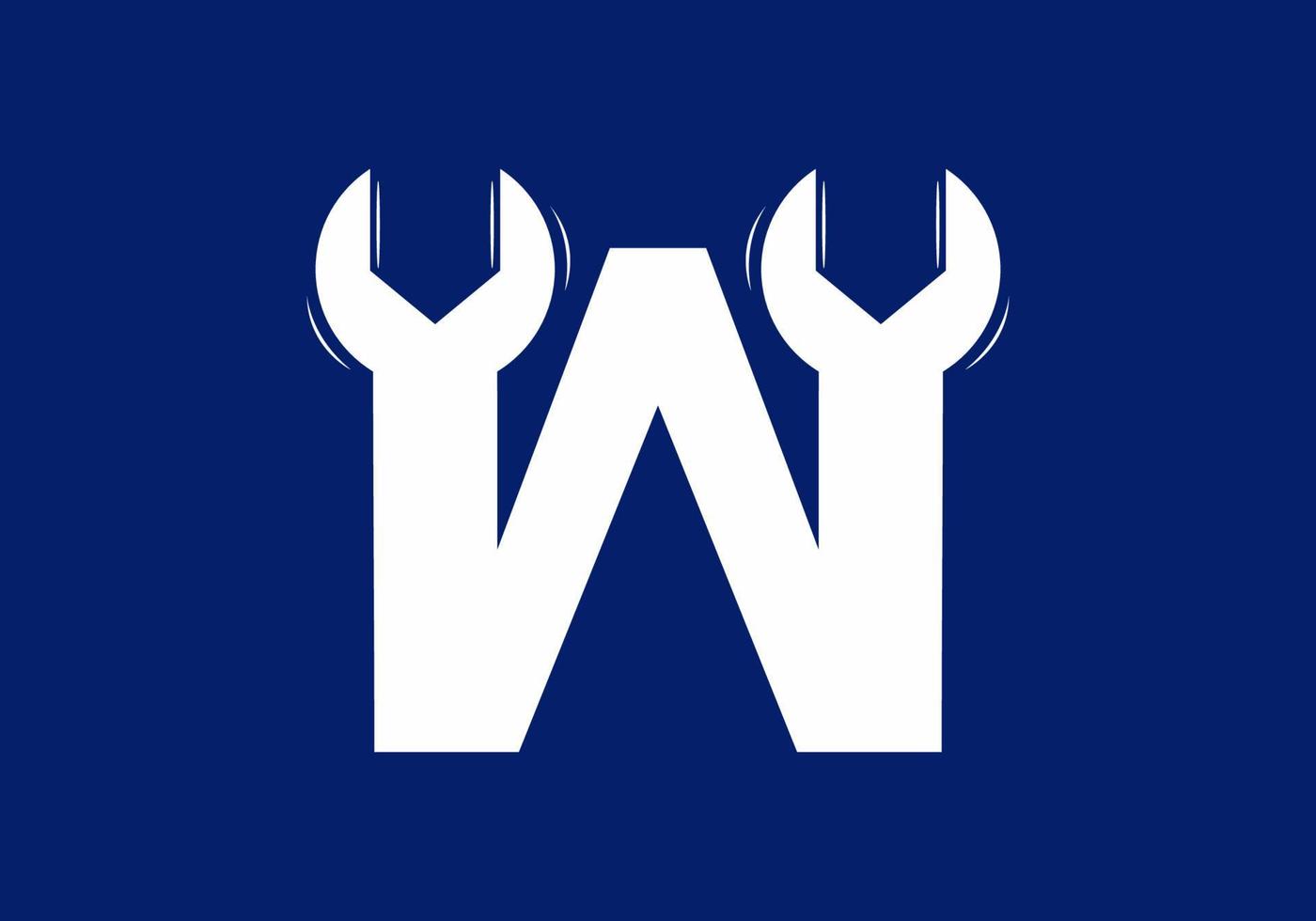 W initial letter with wrench shape vector
