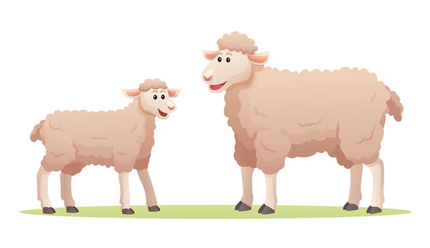 Sheep with cute cub cartoon illustration vector