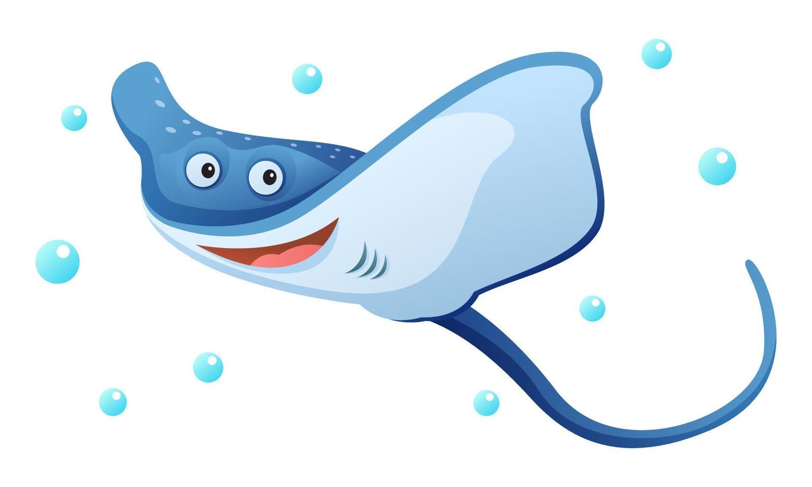 Cute stingray cartoon illustration isolated on white background vector