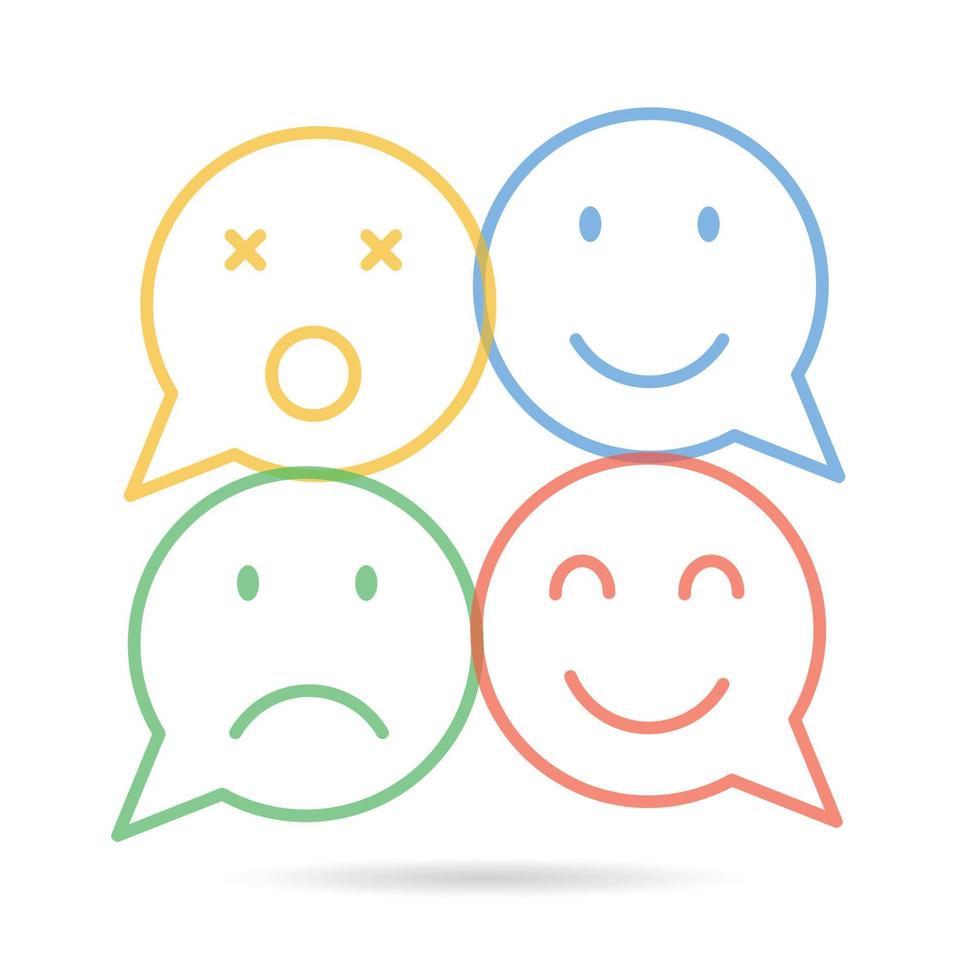 colorful emoji icons with communication speech bubbles vector