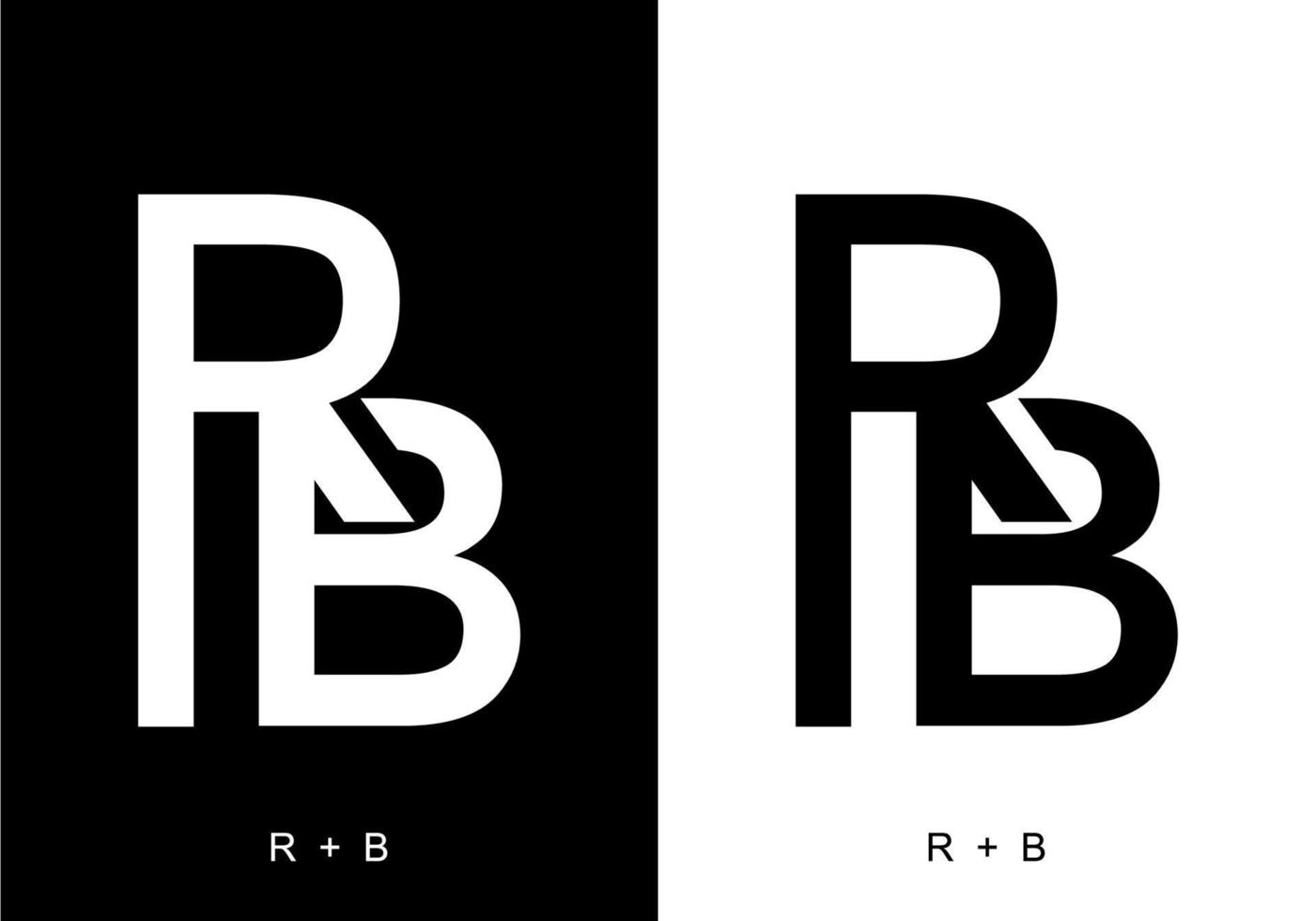 Black and white color of RB initial letter vector