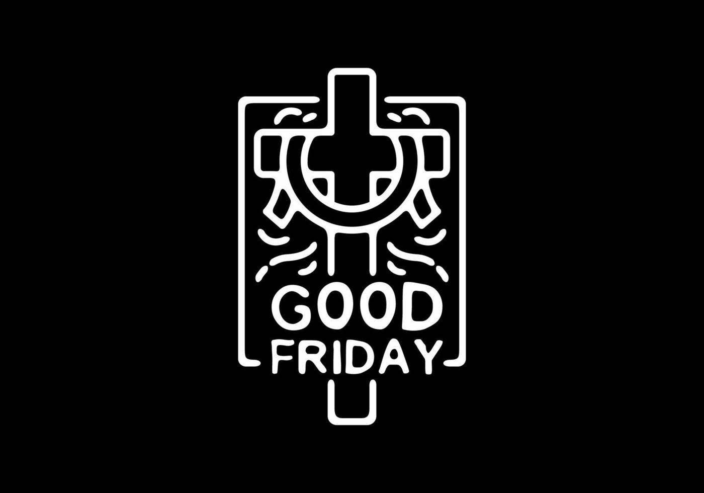 Black and white GOOD FRIDAY line art illustration vector