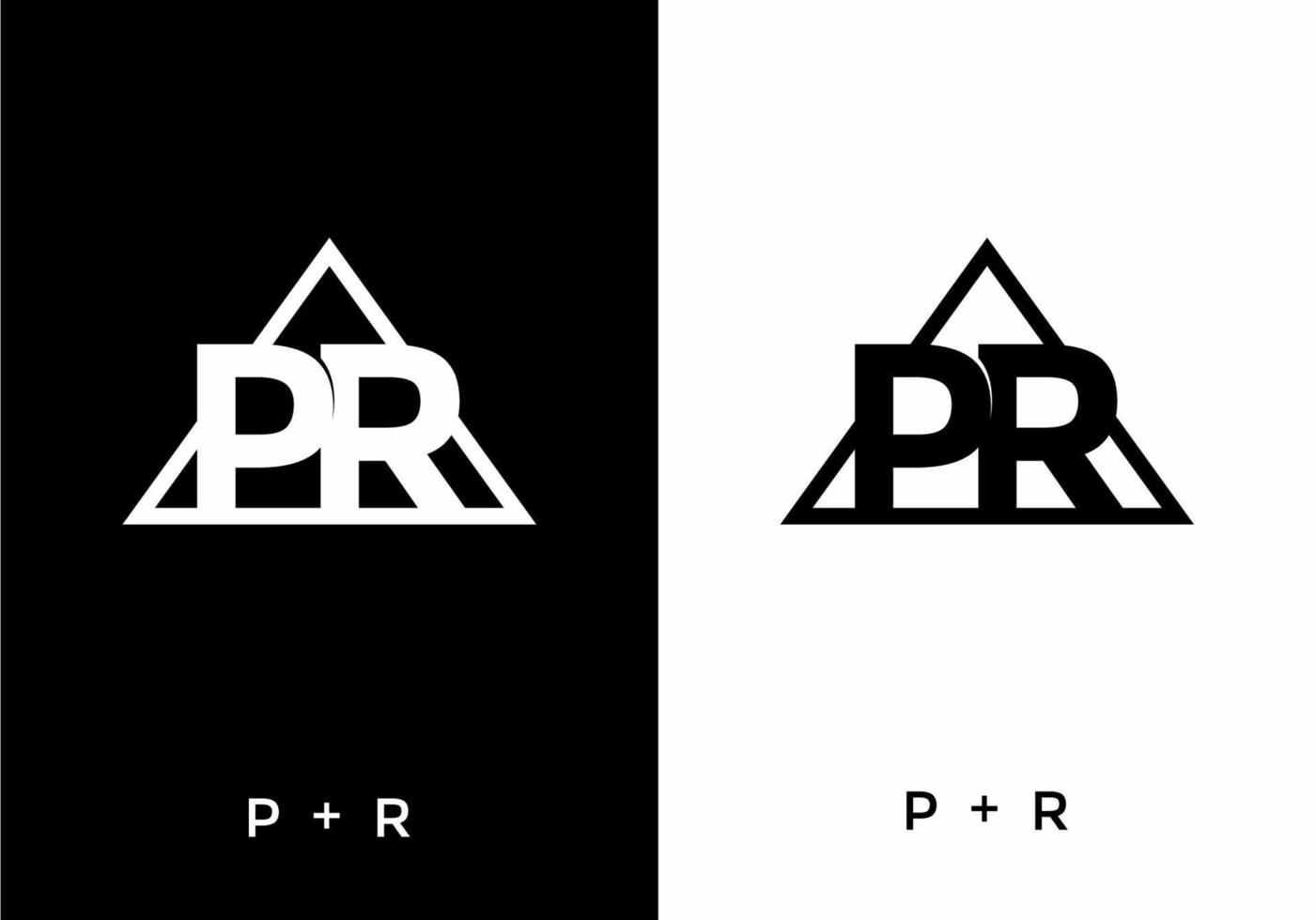 Black and white color of PR initial letter vector