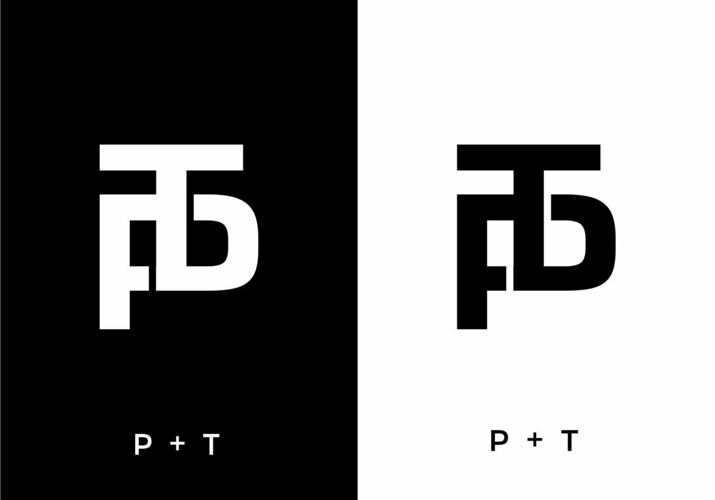 Black and white color of PT or TP initial letter vector