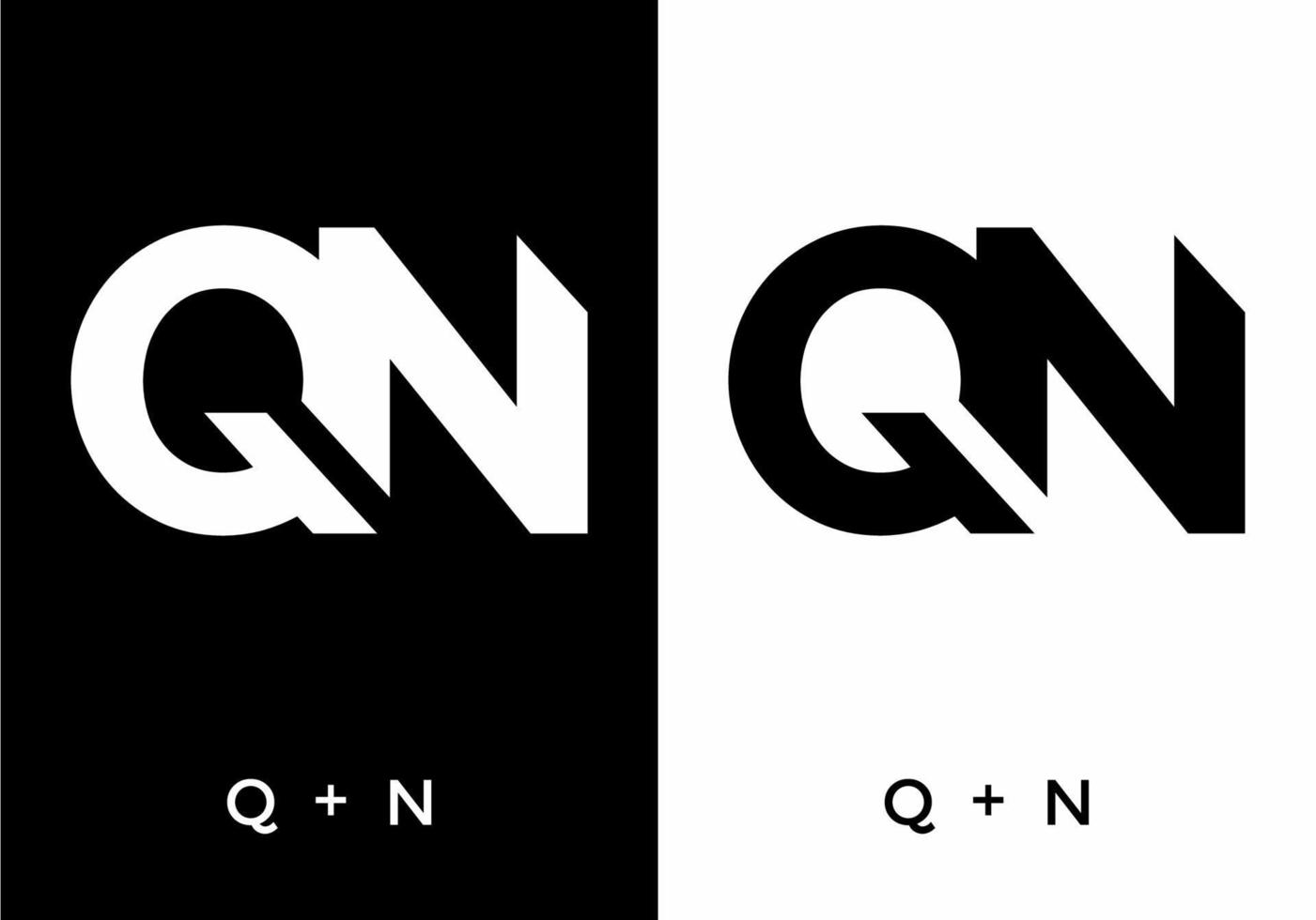 Black and white color of QN initial letter vector