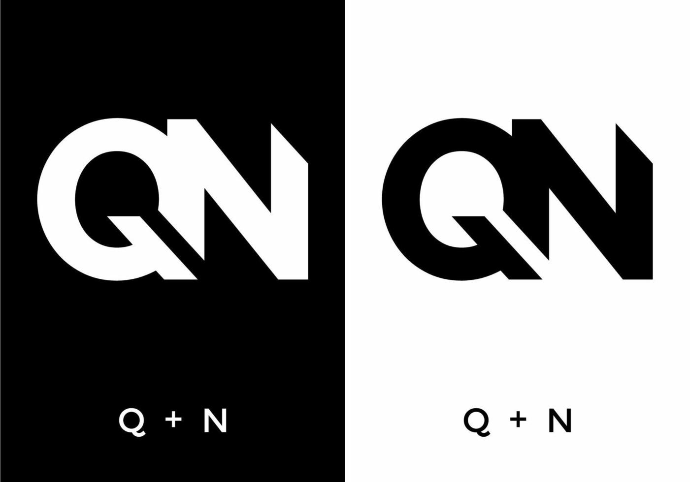 color blanco y negro de la letra inicial qn vector