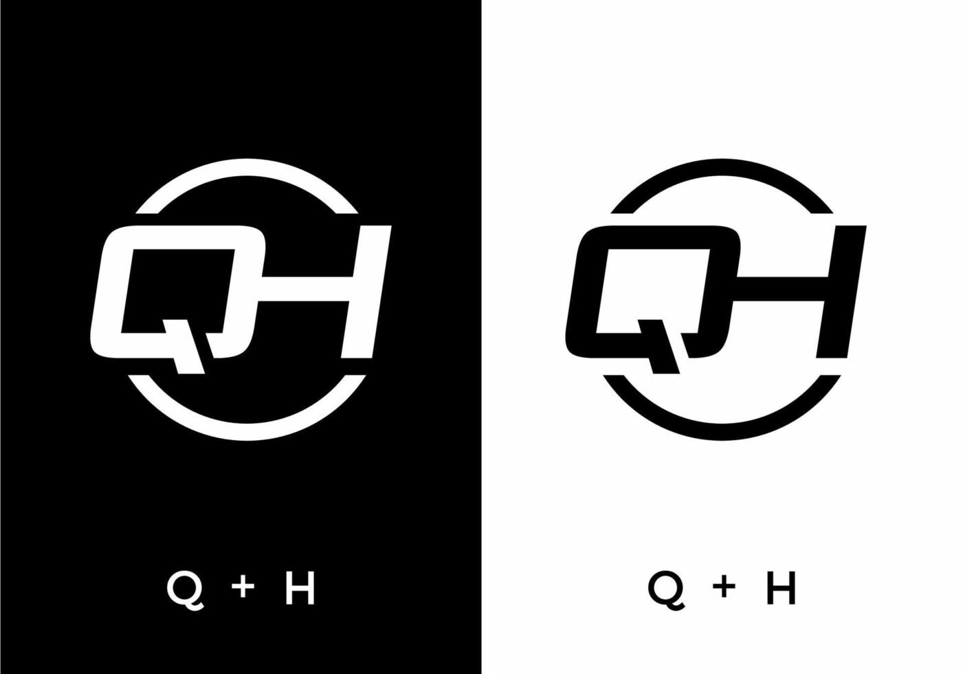 color blanco y negro de la letra inicial qh vector