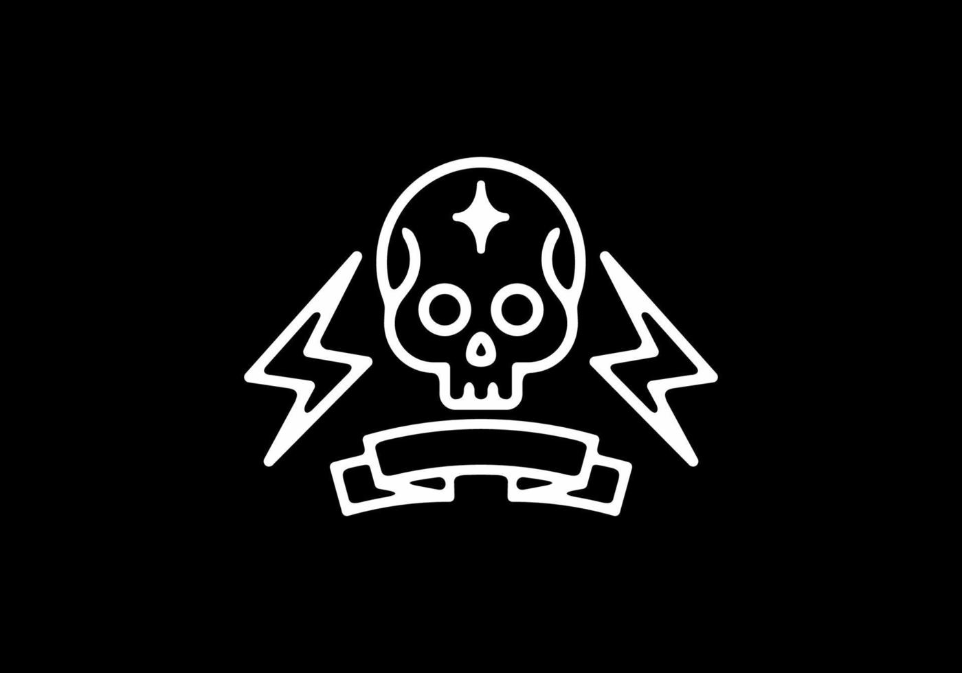 Black and white electric skull line art tattoo vector