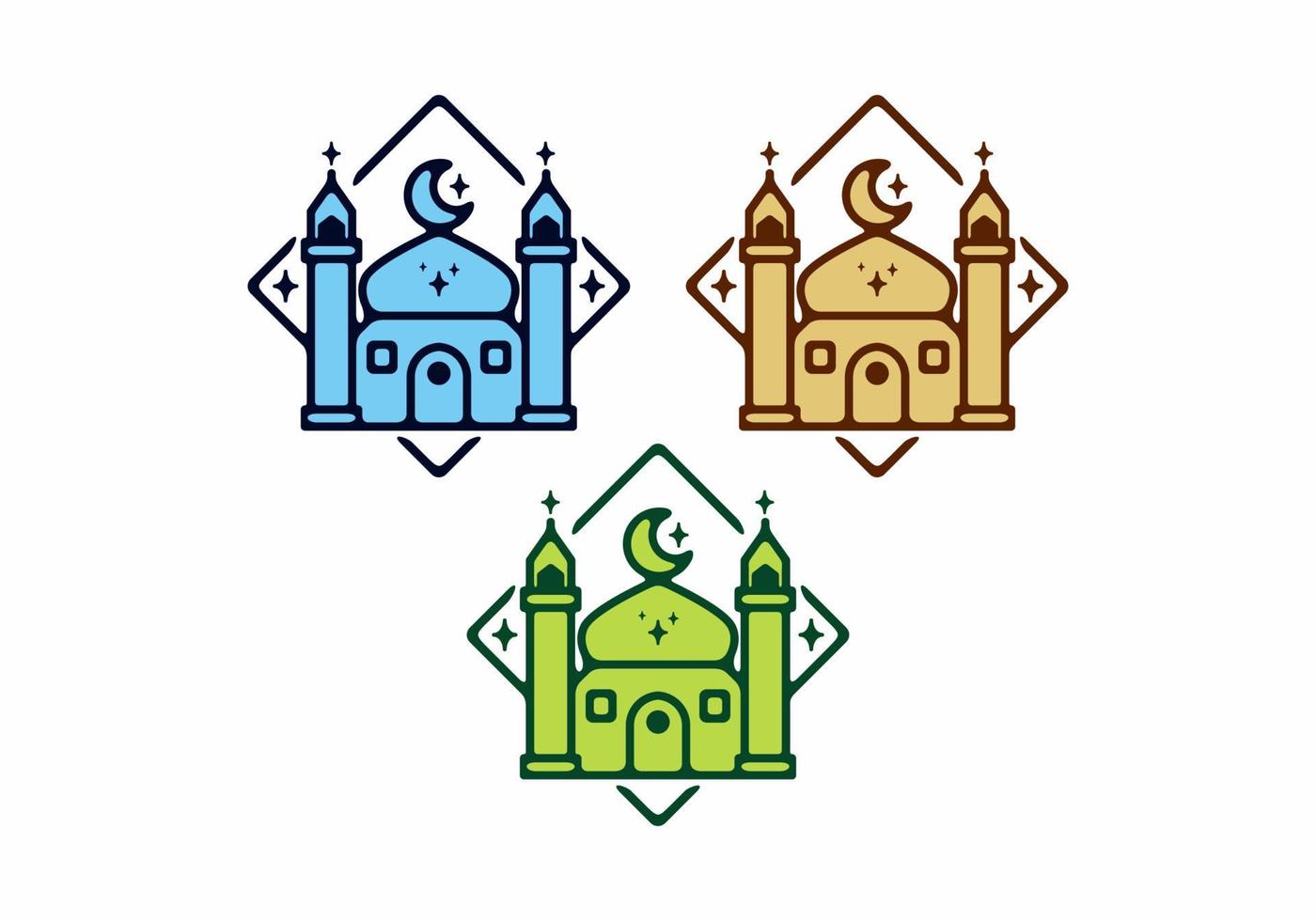 Colorful Big Mosque flat illustration ramadan theme vector
