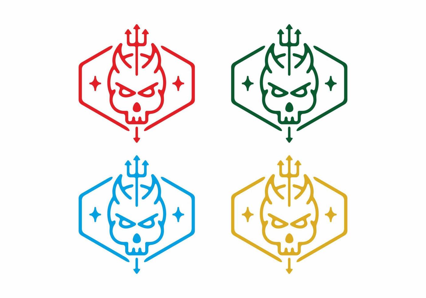 Colorful line art drawing of skull head devil vector