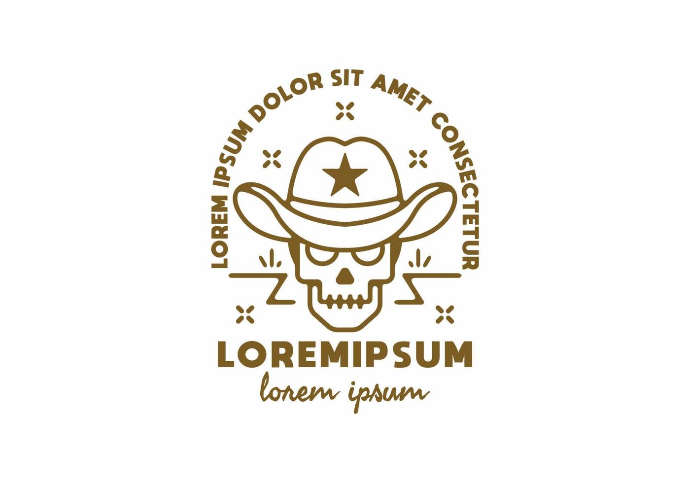 Cowboy skull line art with lorem ipsum text vector