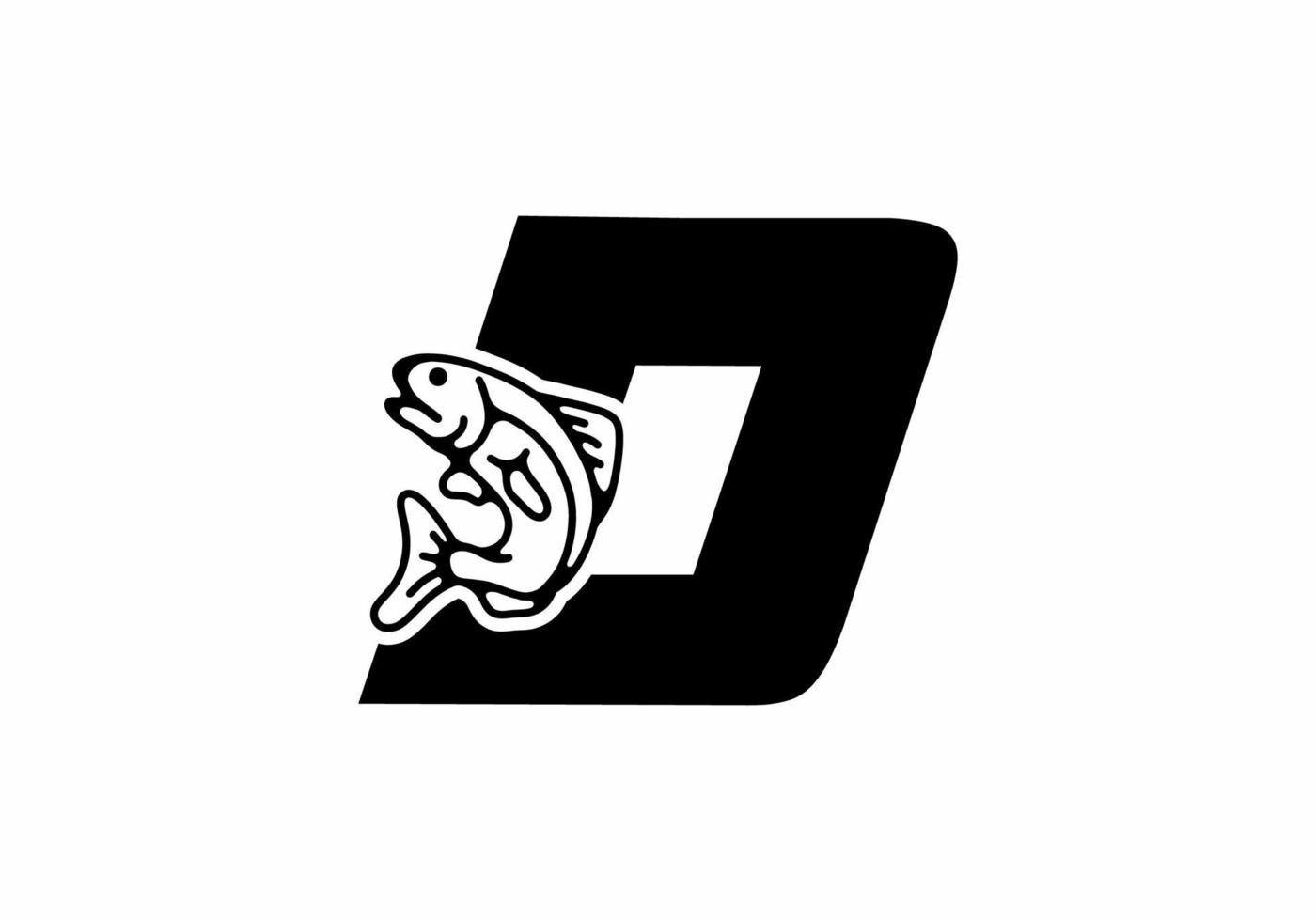 D initial letter with fish vector