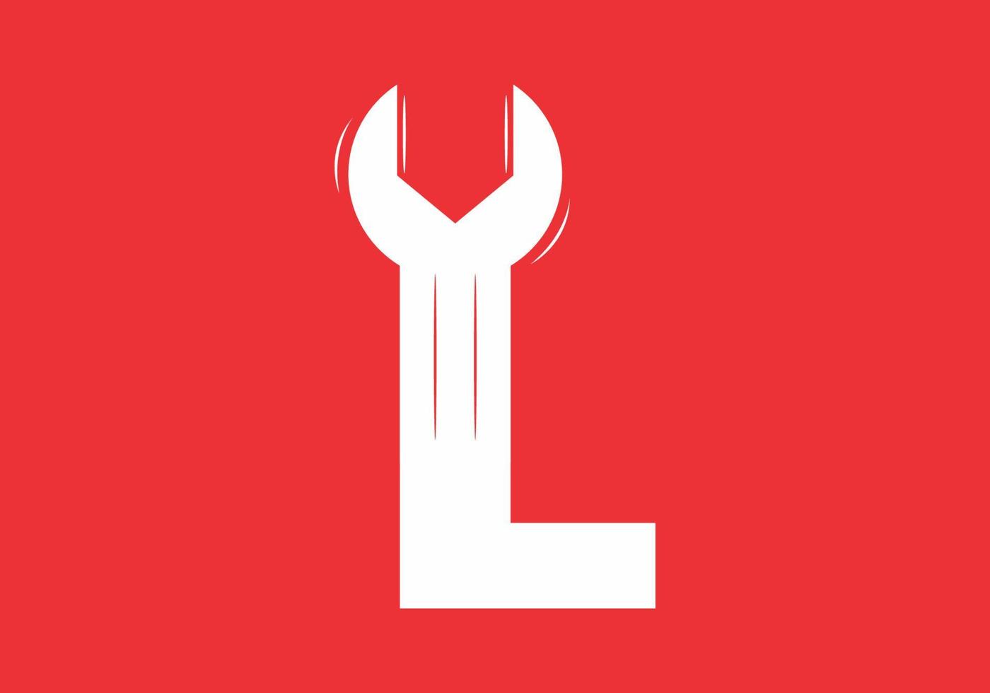 L initial letter with wrench shape vector