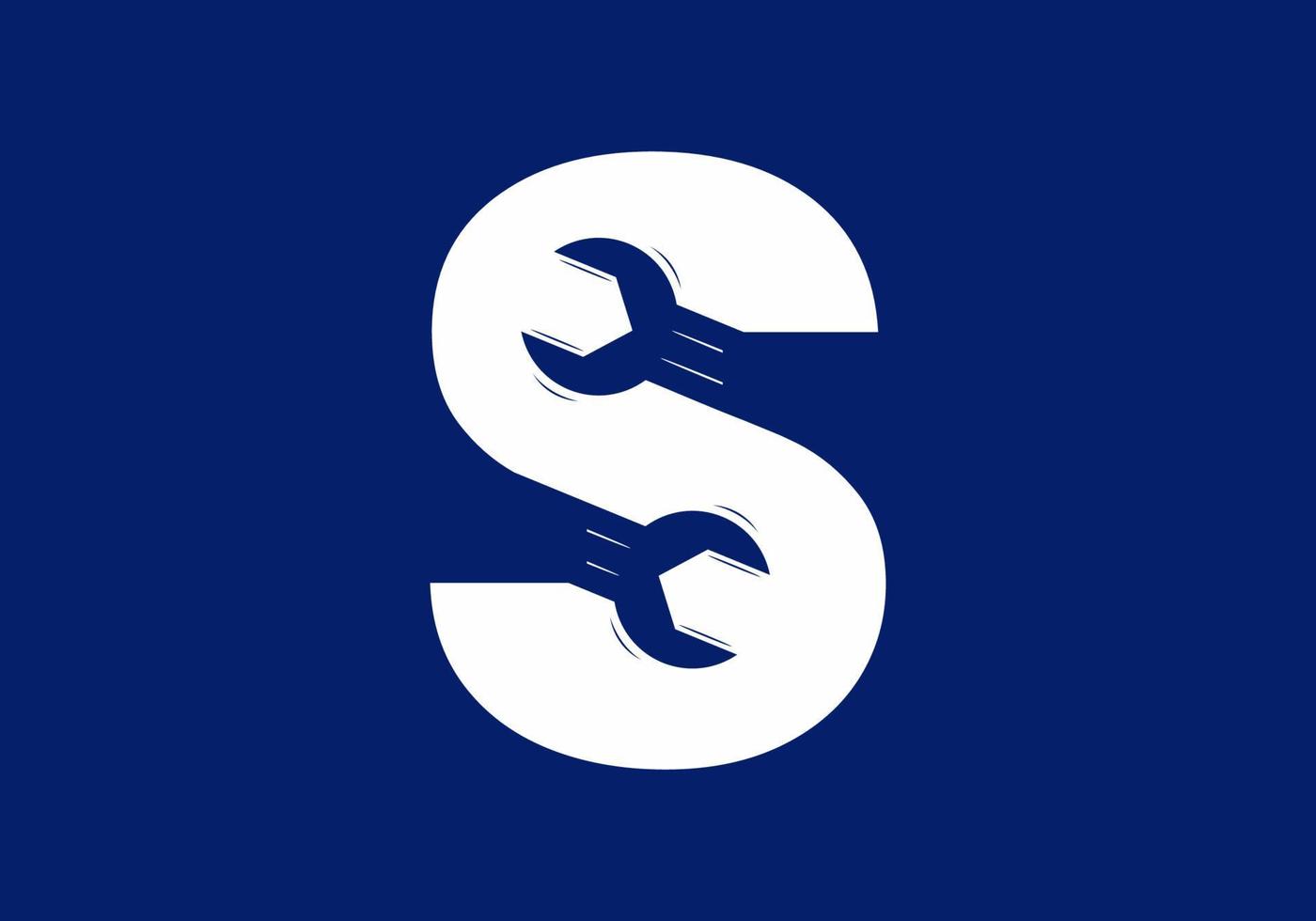 S initial letter with wrench shape vector