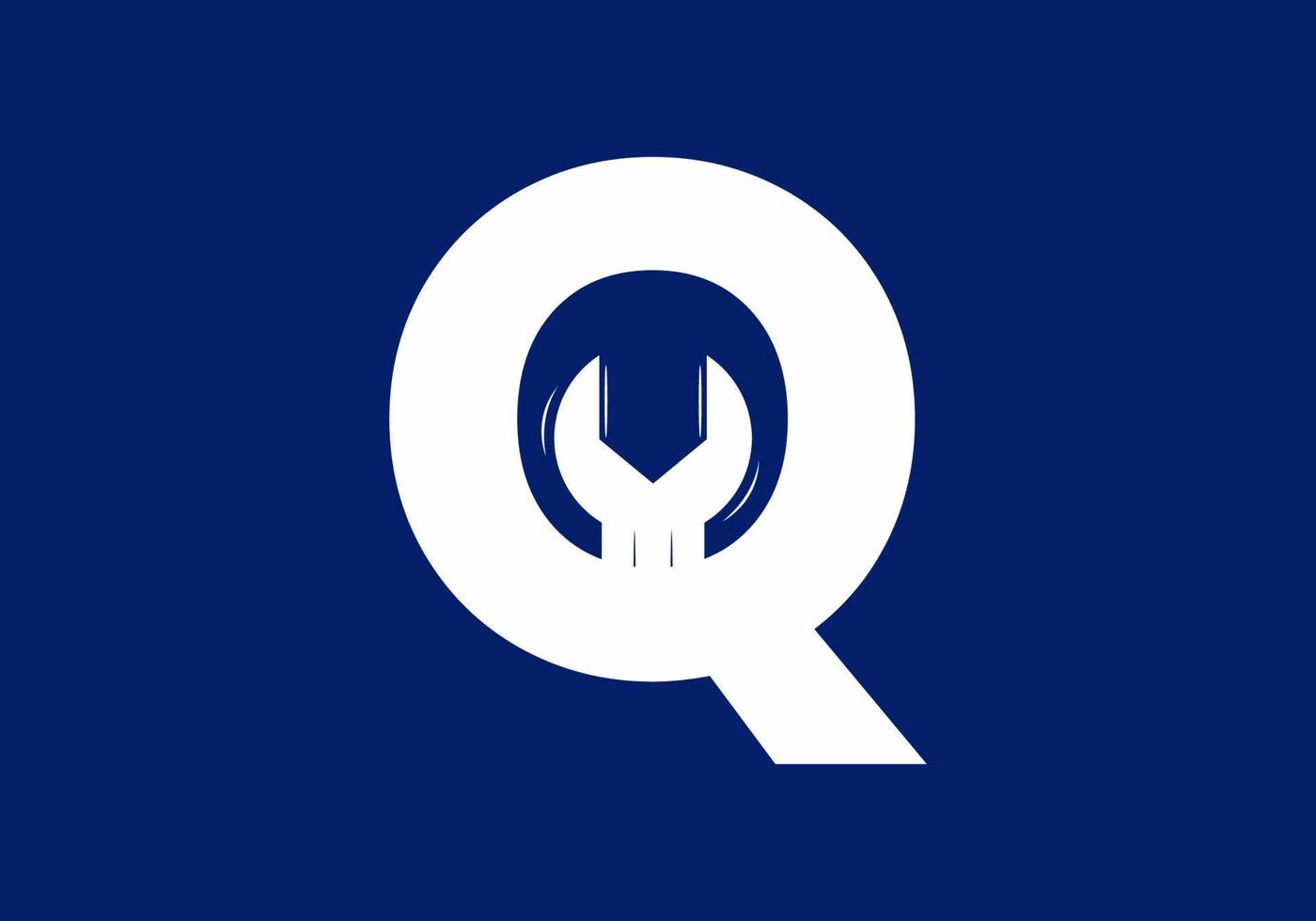 Q initial letter with wrench shape vector