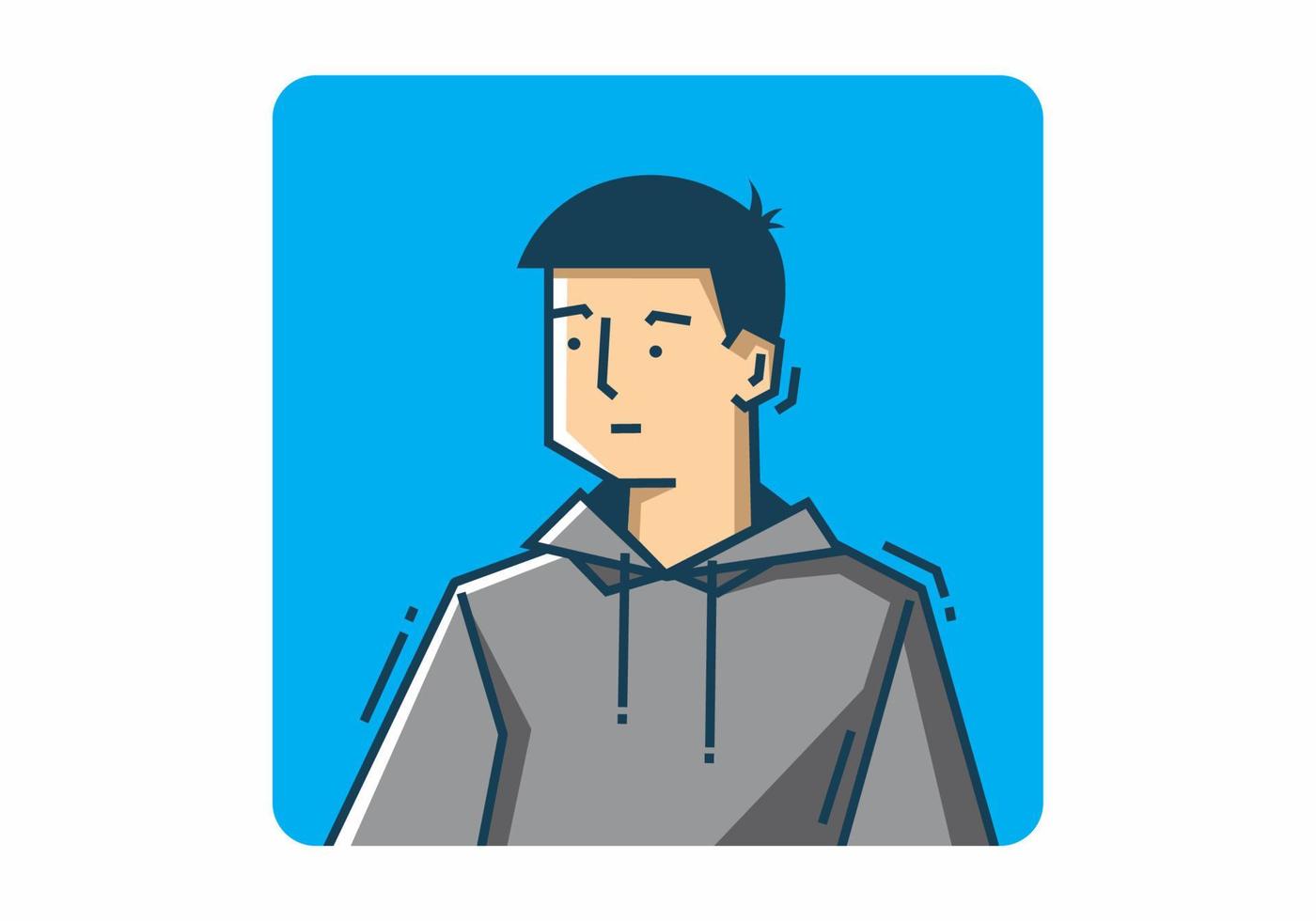 Stiff guy with flat face wearing hoodies vector