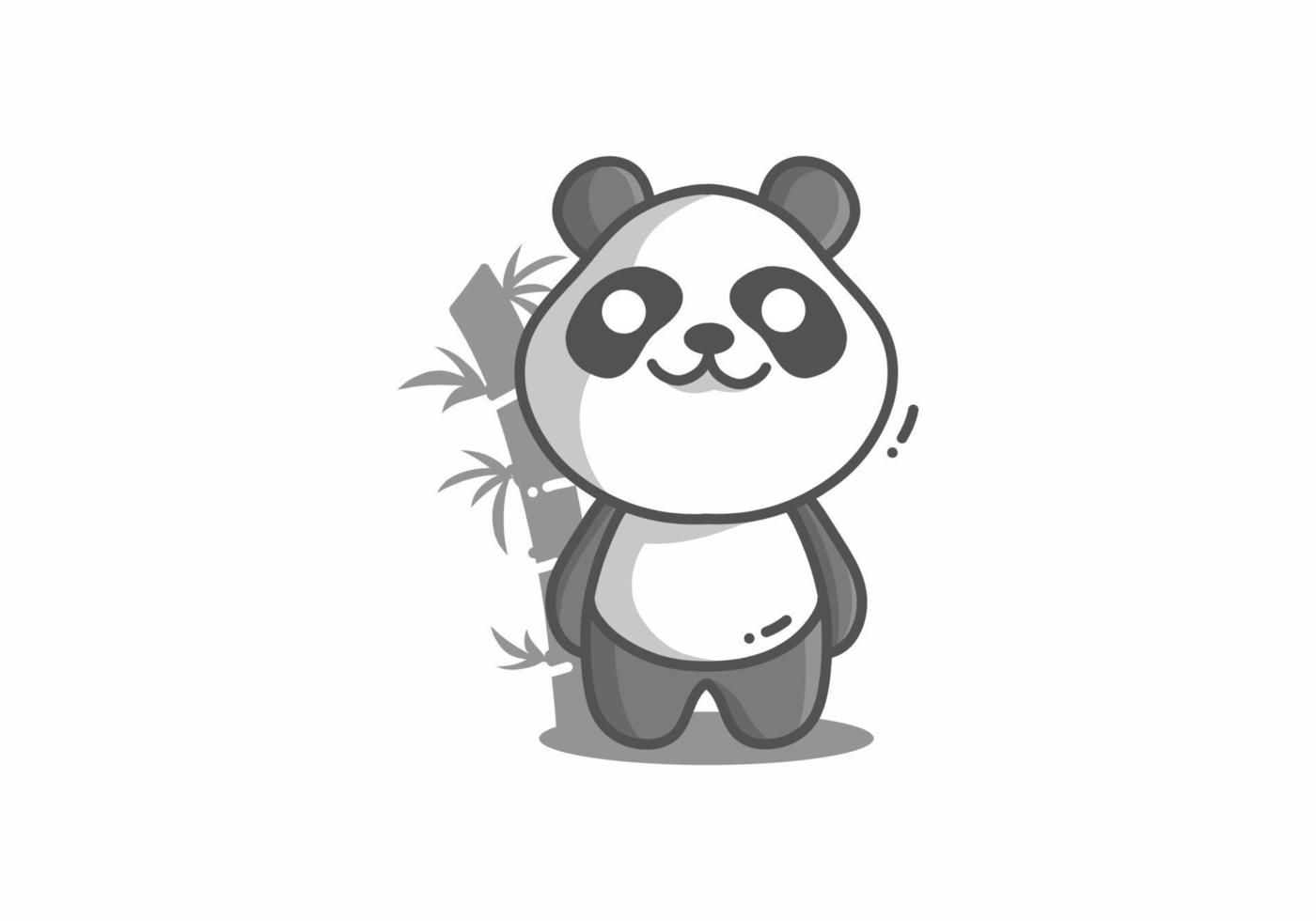 linda ilustración de panda gris blanco vector