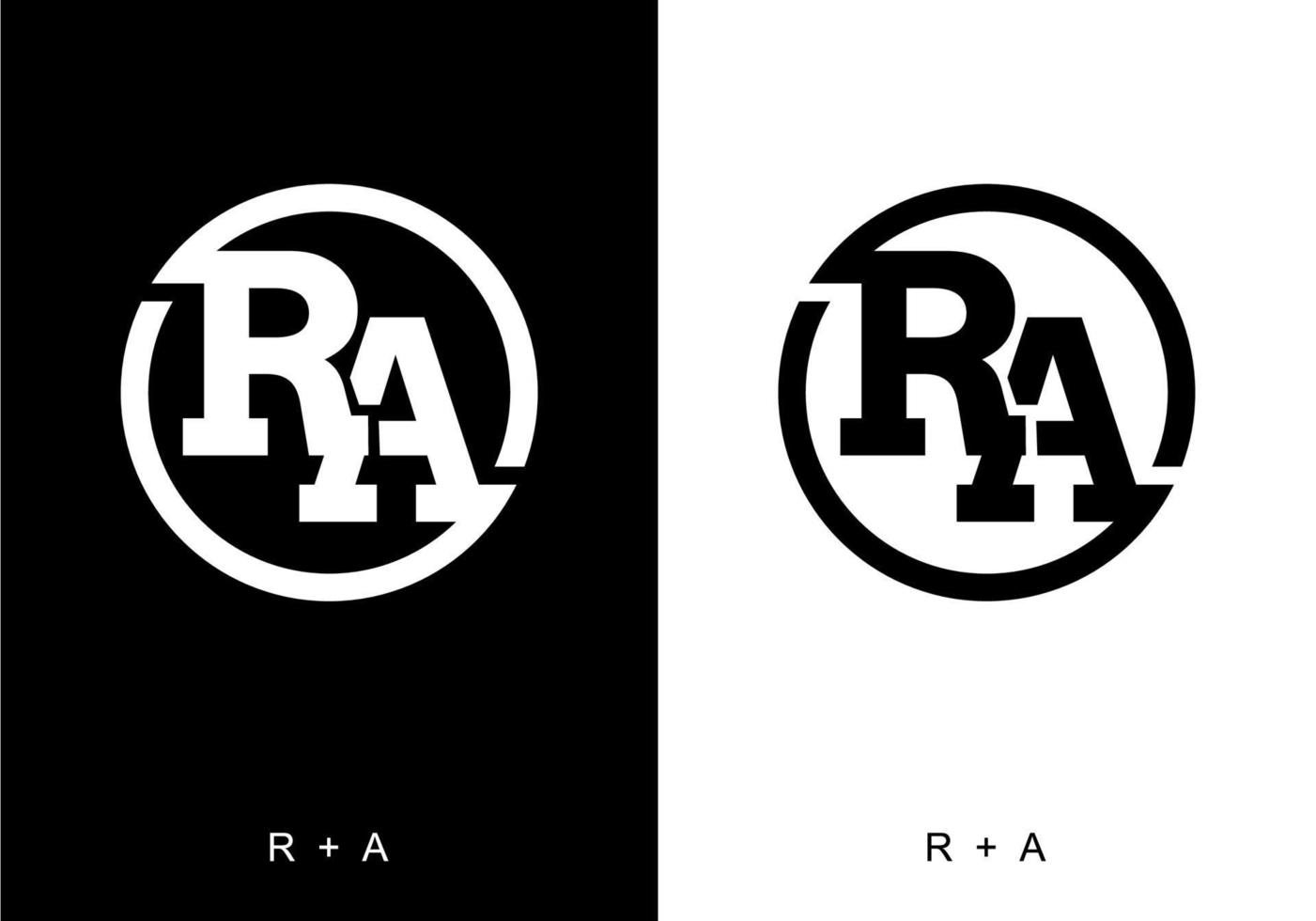 Black and white color of RA initial letter vector