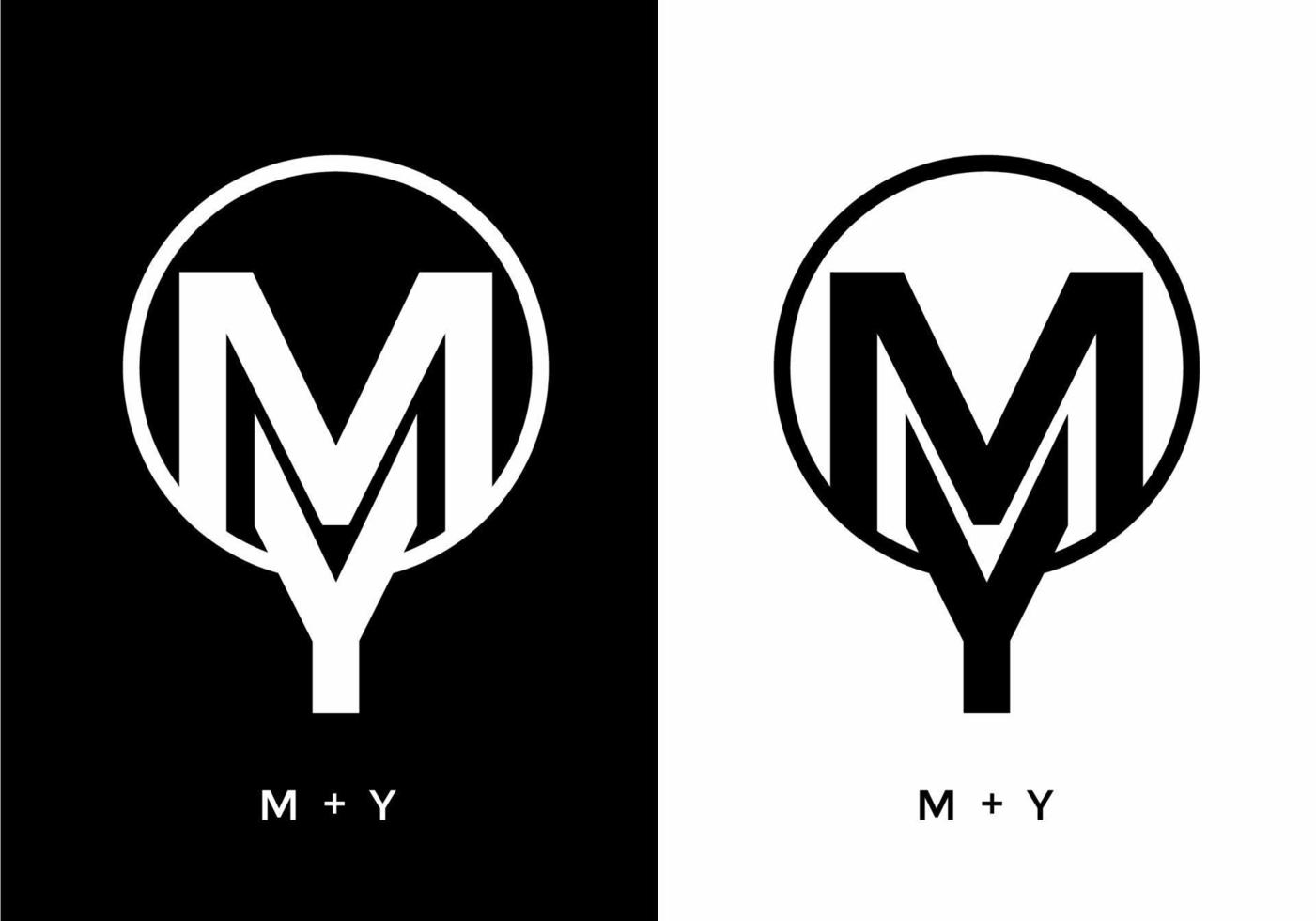 Black and white color of MY initial letter vector