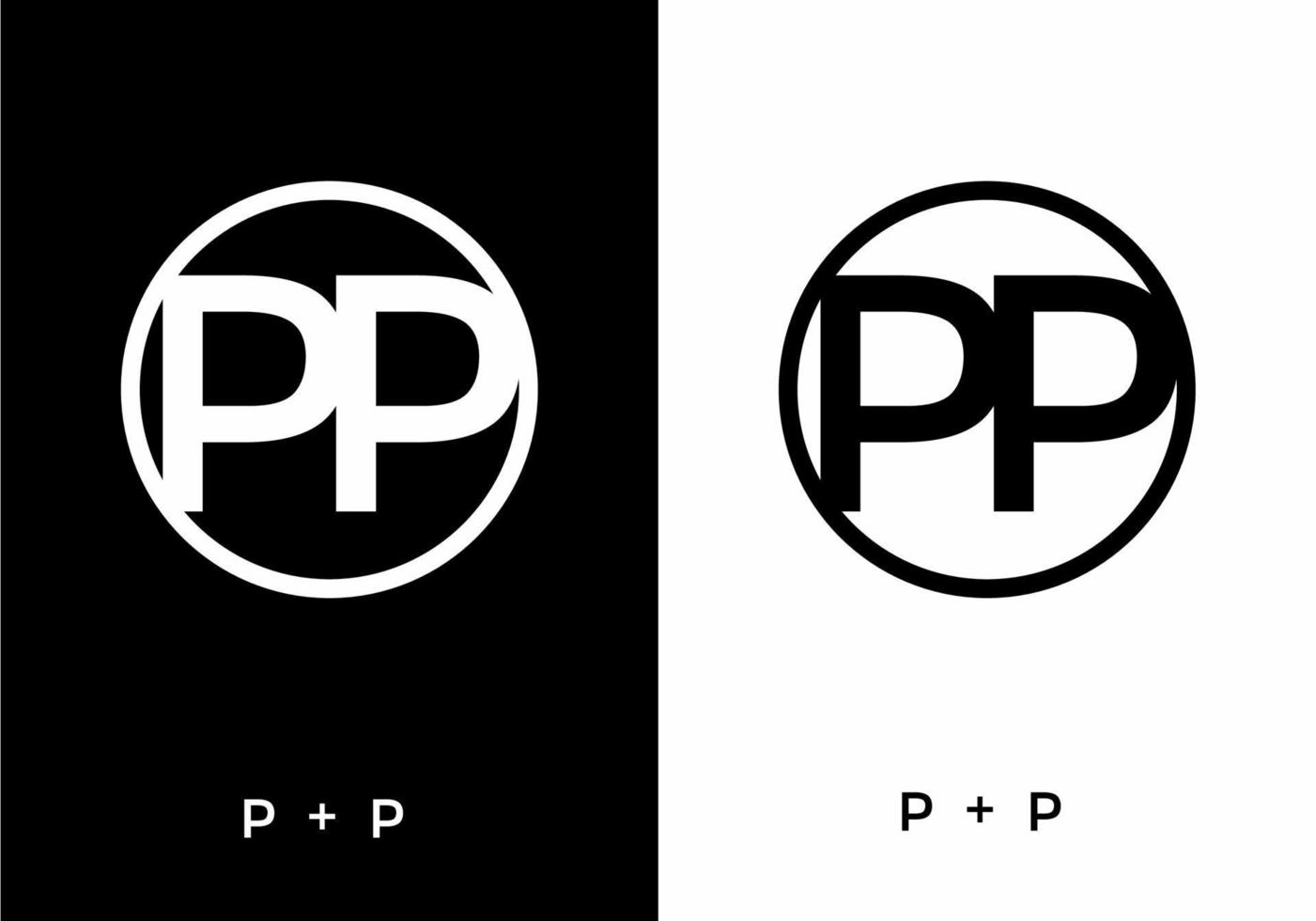 Black and white color of PP initial letter vector
