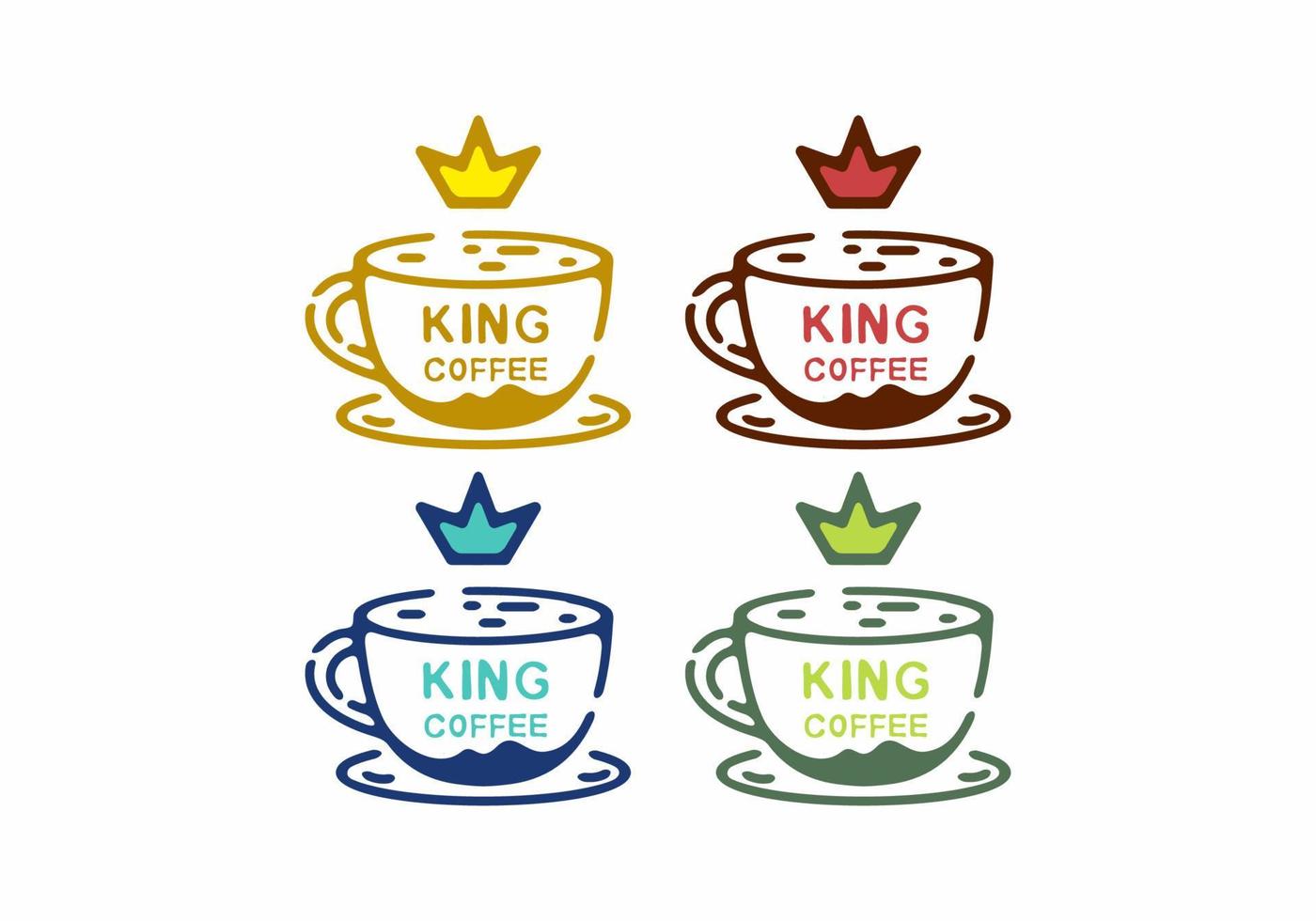 Colorful line art illustration of coffee and crown vector