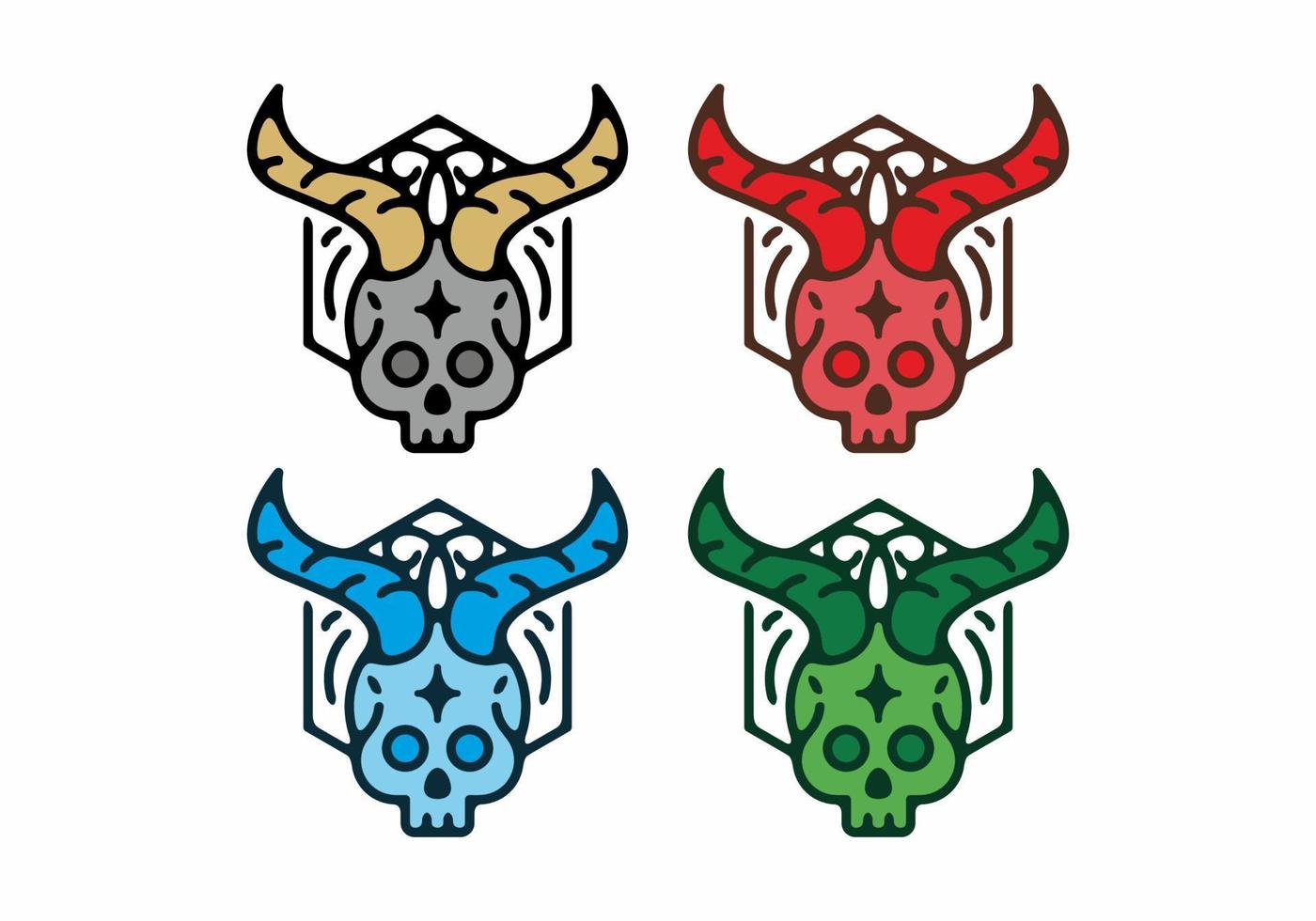 Colorful skull with horn set vector