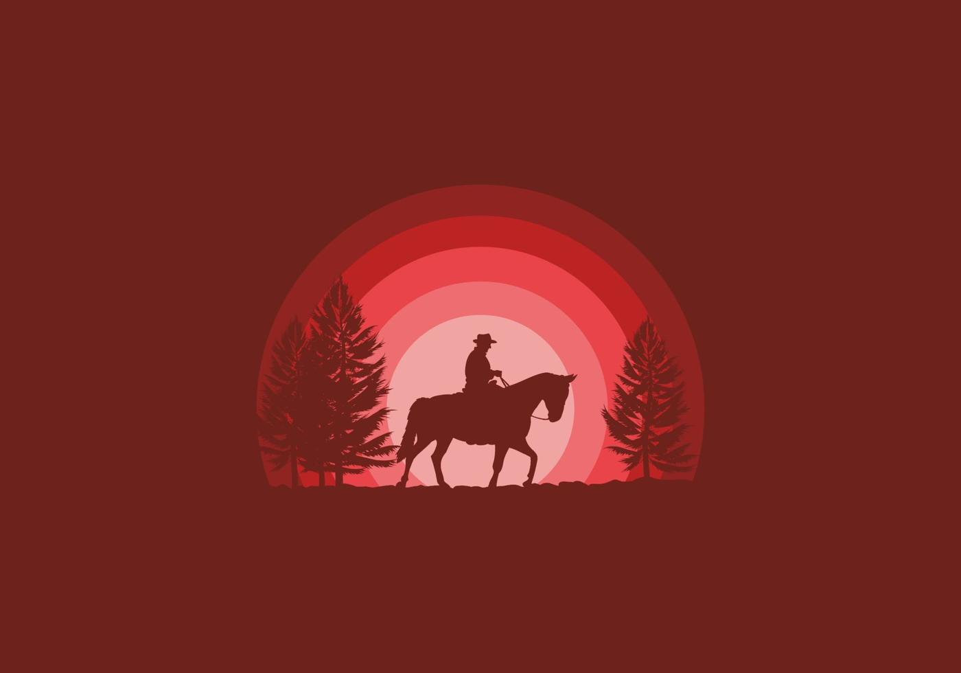 Cowboy with horse silhouette vector