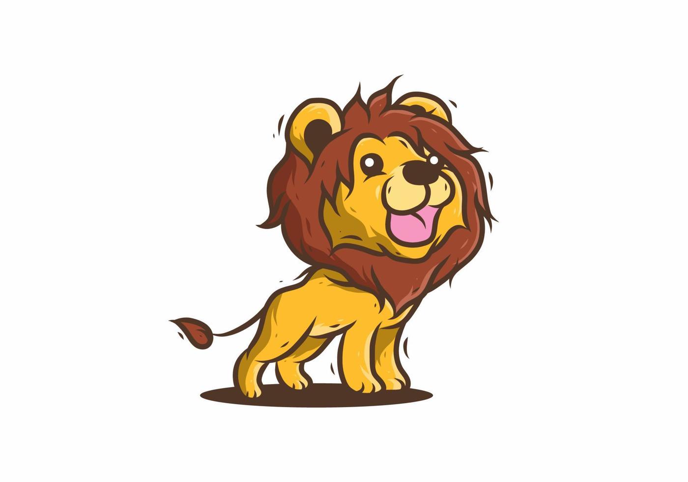 Cute yellow lion illustration vector