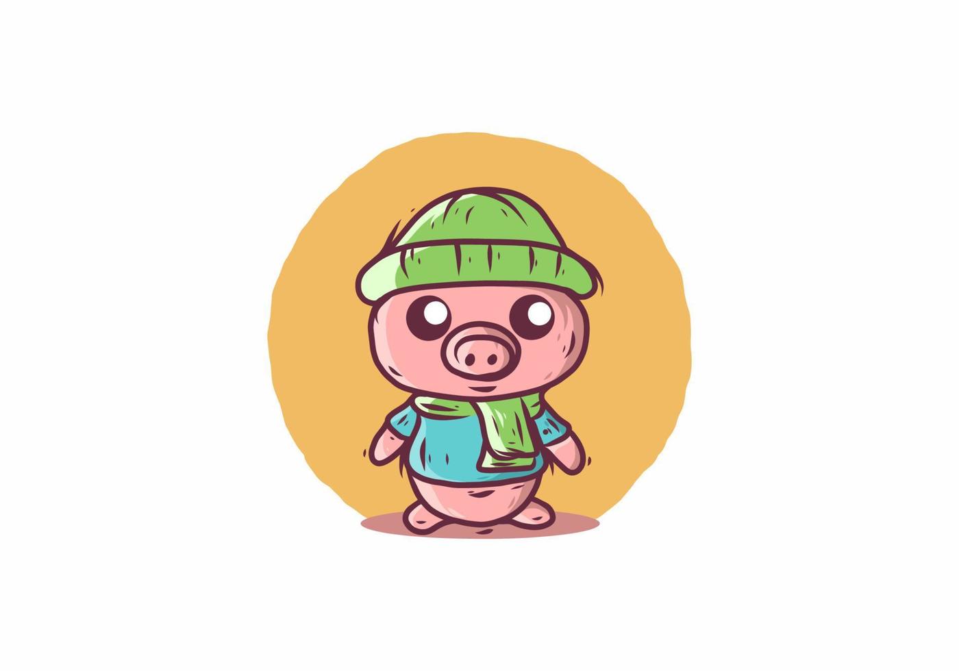 linda ilustración de cerdito vector