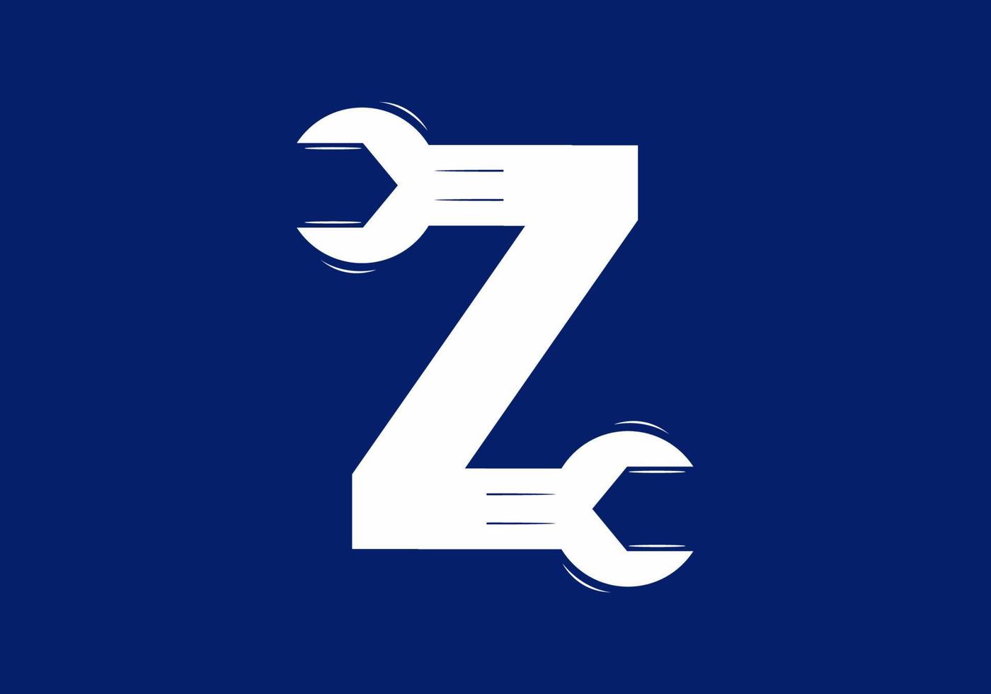 Z initial letter with wrench shape vector