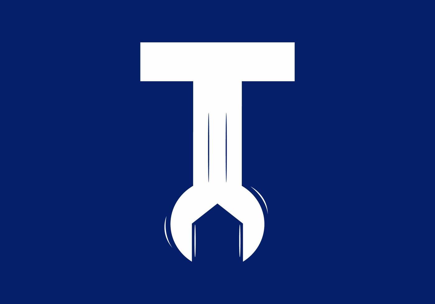 T initial letter with wrench shape vector