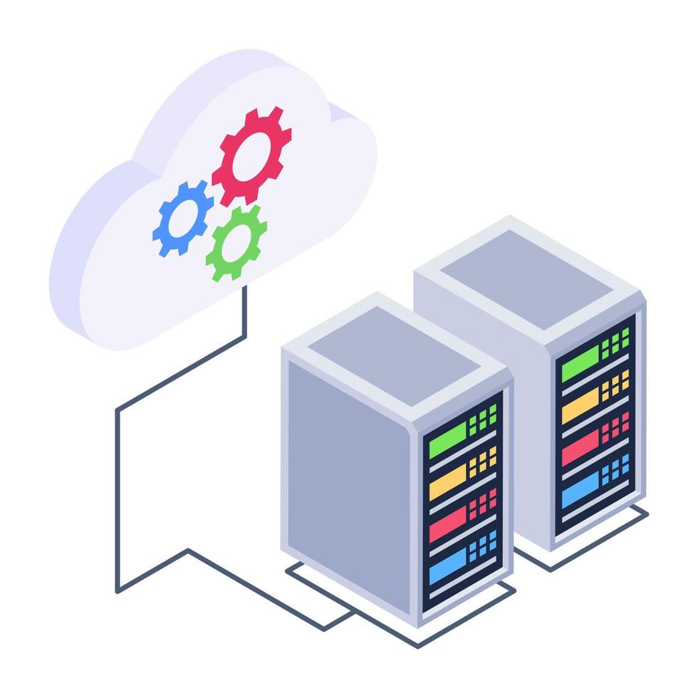 Server computing isometric style icon, cloud technology vector