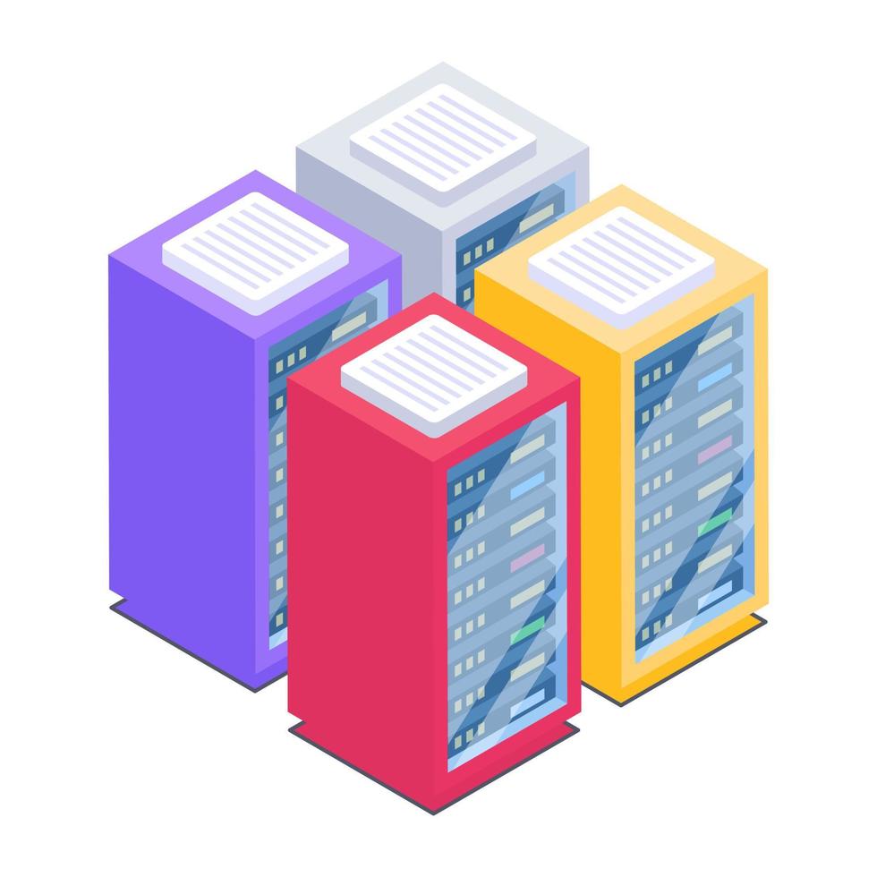 Server computing isometric style icon, cloud technology vector