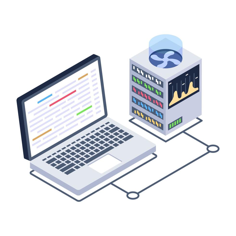 Bitcoin analysis isometric style vector