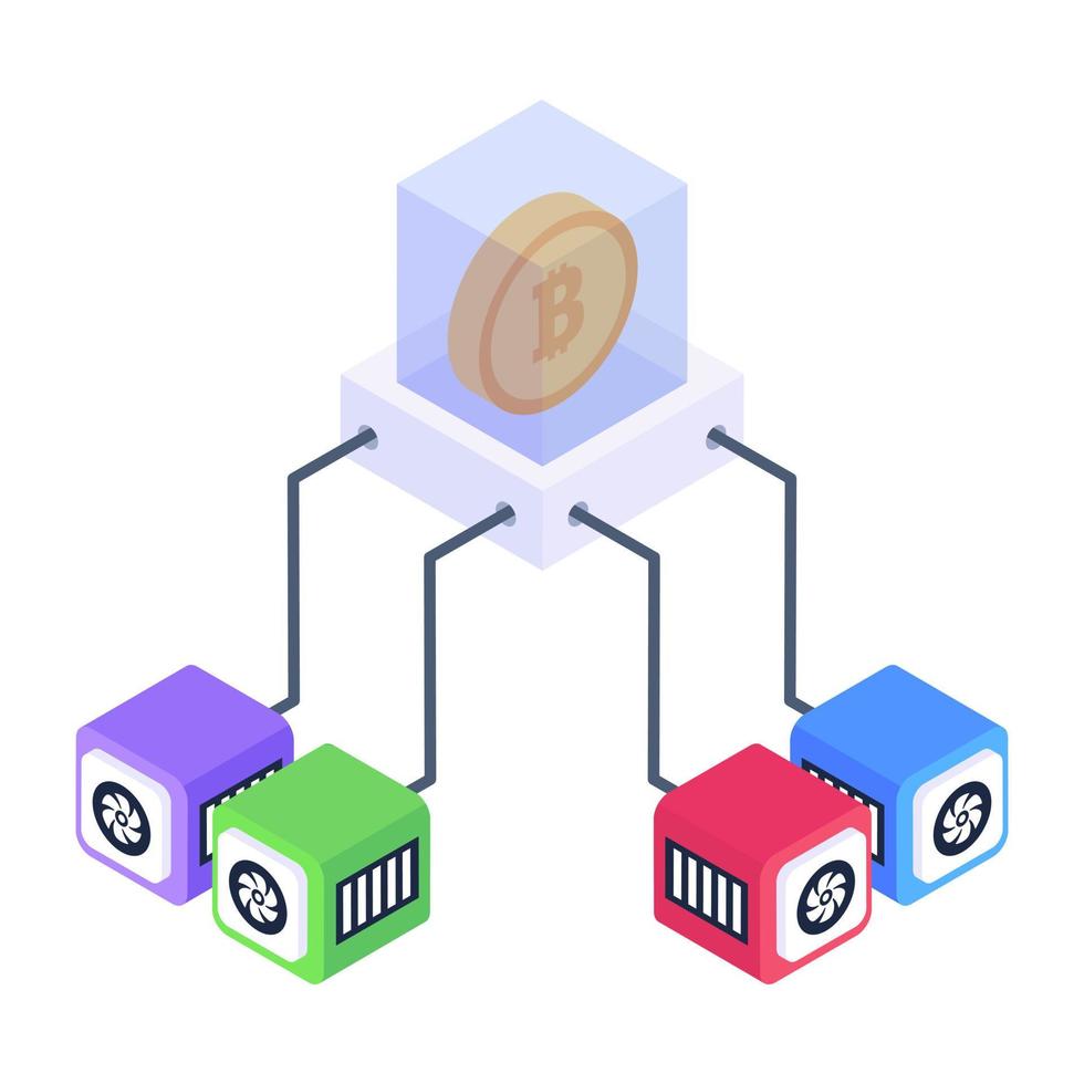 Server computing isometric style icon, cloud technology vector