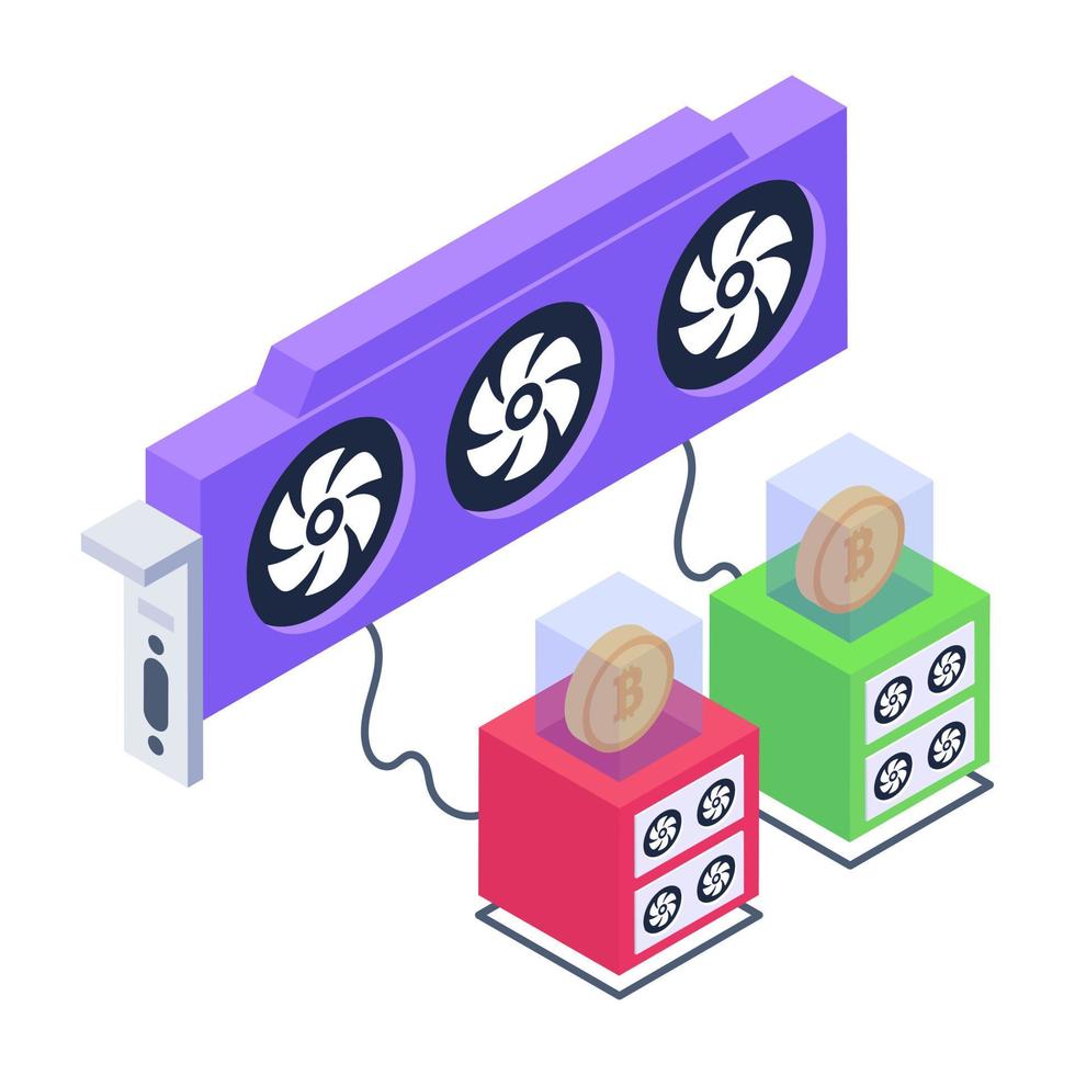 Server computing isometric style icon, cloud technology vector