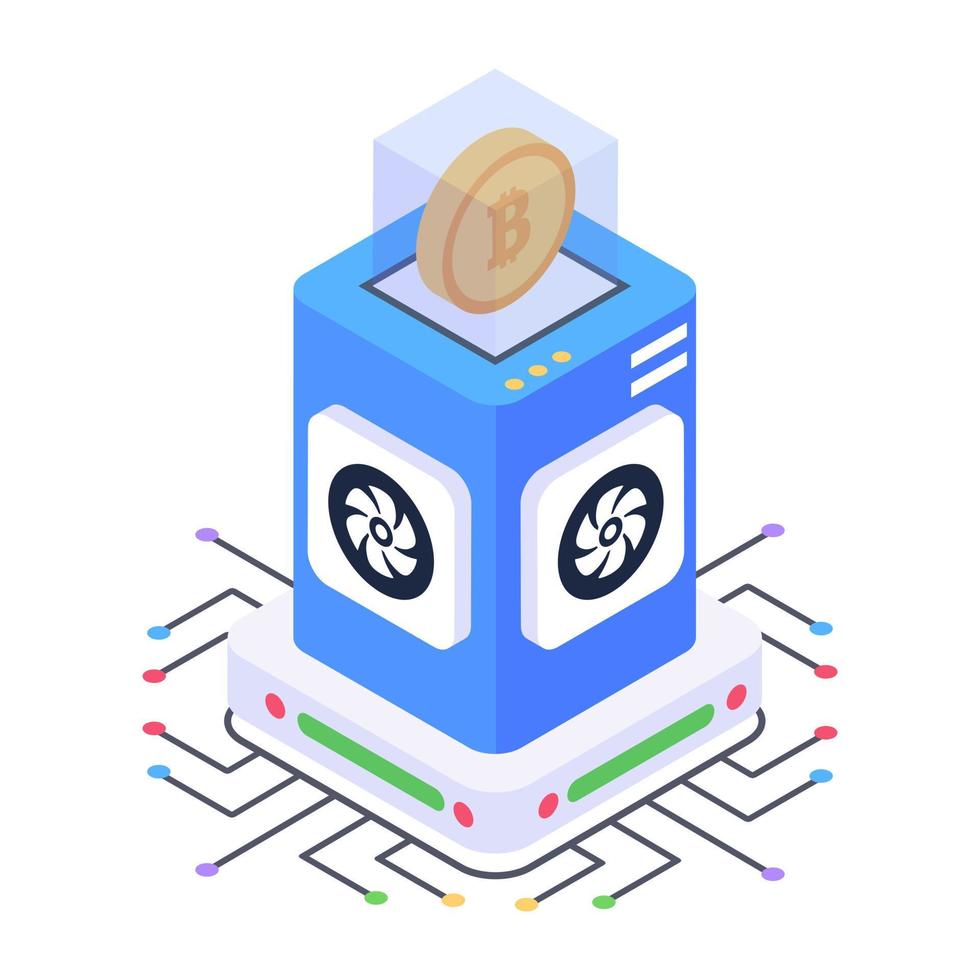Server computing isometric style icon, cloud technology vector