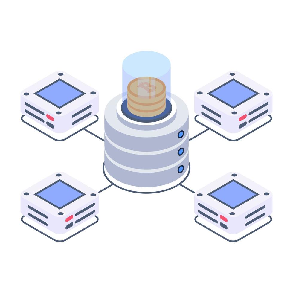 Server computing isometric style icon, cloud technology vector