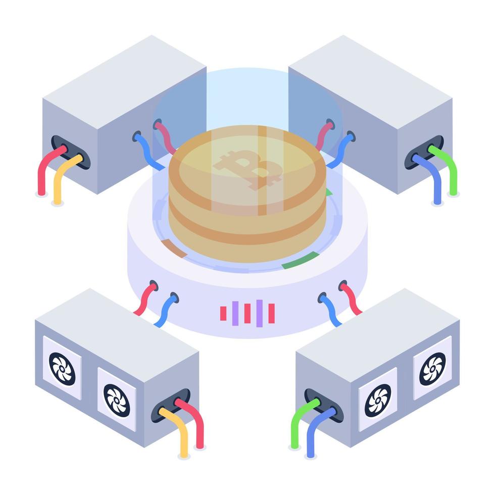 Server computing isometric style icon, cloud technology vector