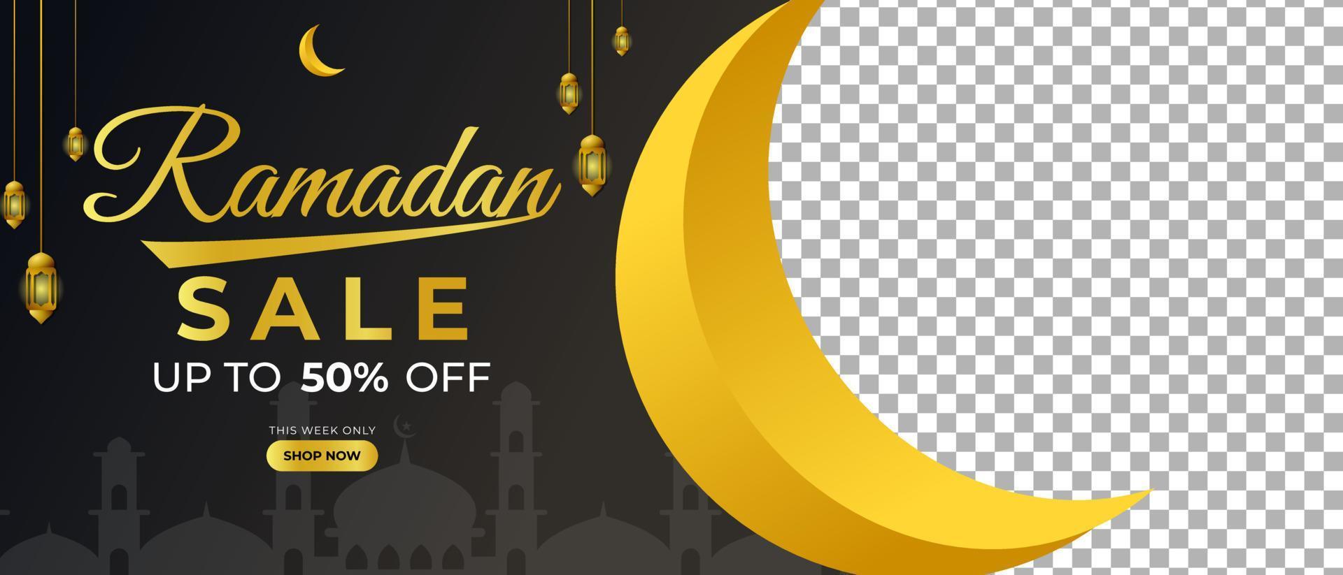 diseño de promoción de plantilla de banner de descuento de venta de ramadán para negocios vector