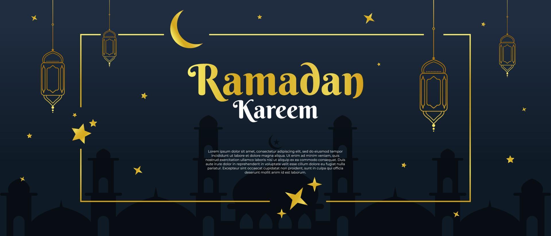 Ramadan Kareem or Eid Mubarak Islamic background design for greeting card, banner, event or poster vector