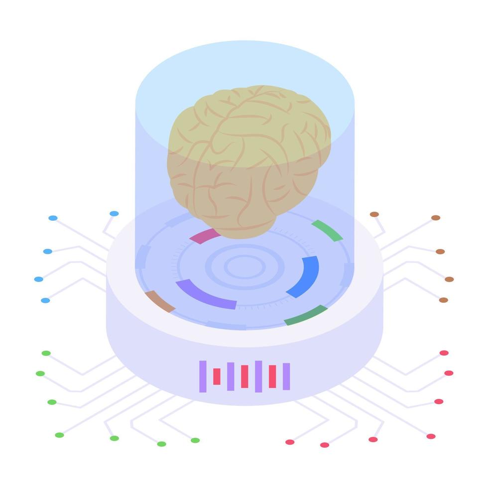 Artificial intelligence in isometric style icon, editable vector