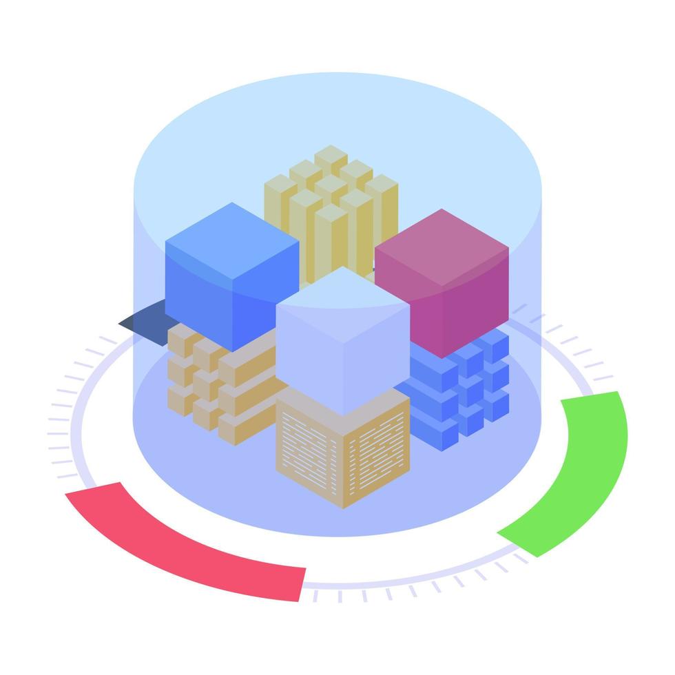 Data processing isometric icon, editable vector