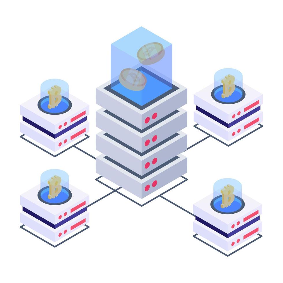 Blockchain network isometric style icon, editable vector